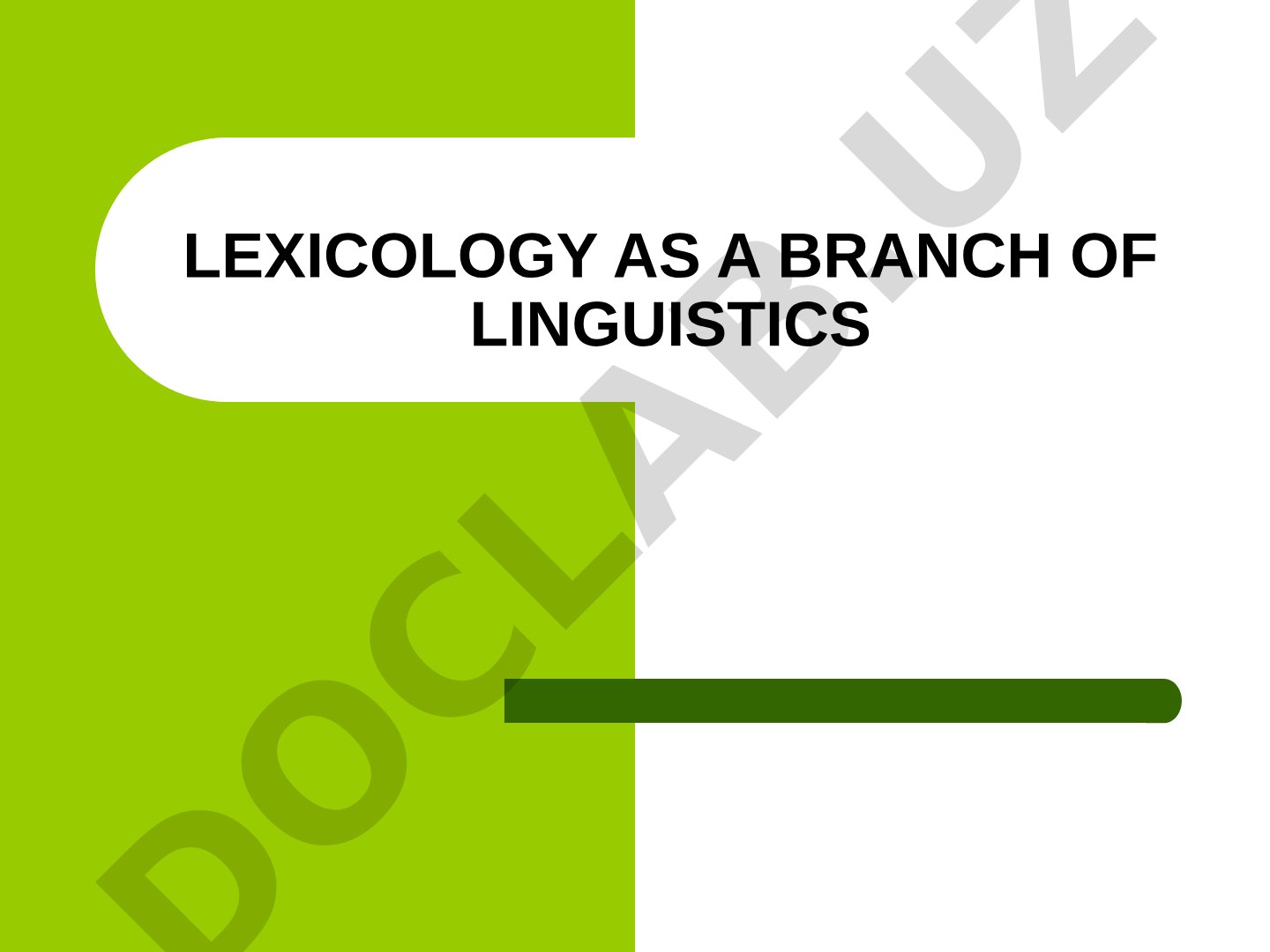 Lexicology as a branch of linguistics