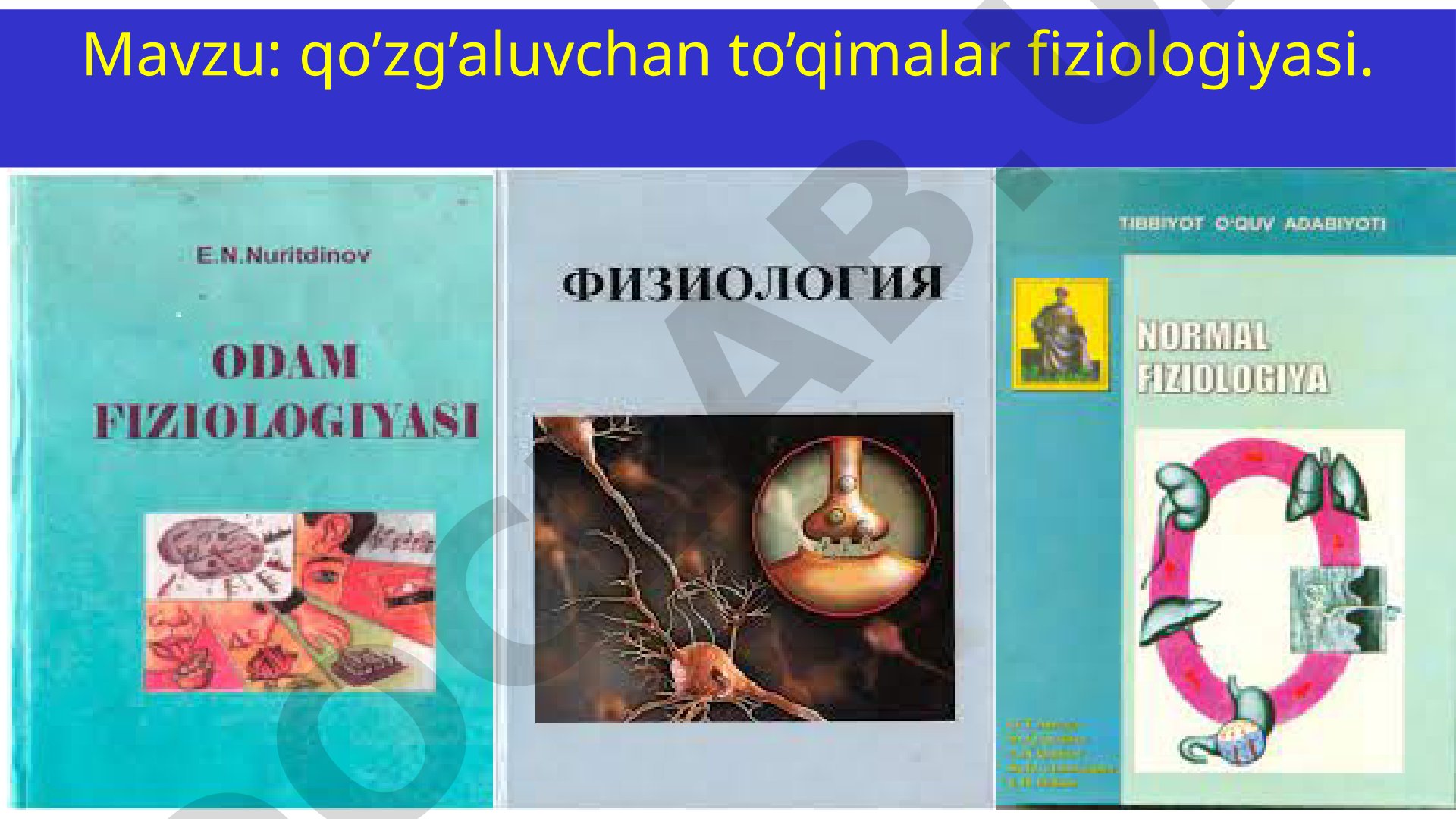 Membrana strukturasi, ion transporti, bioelektrik hodisalar, membrana potensiali va