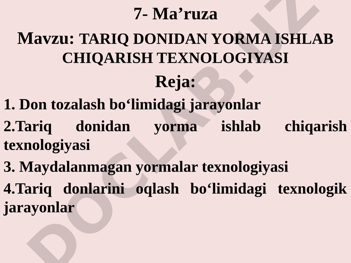 TARIQ donidan yorma ishlab chiqarish TEXNOLOGIYASI