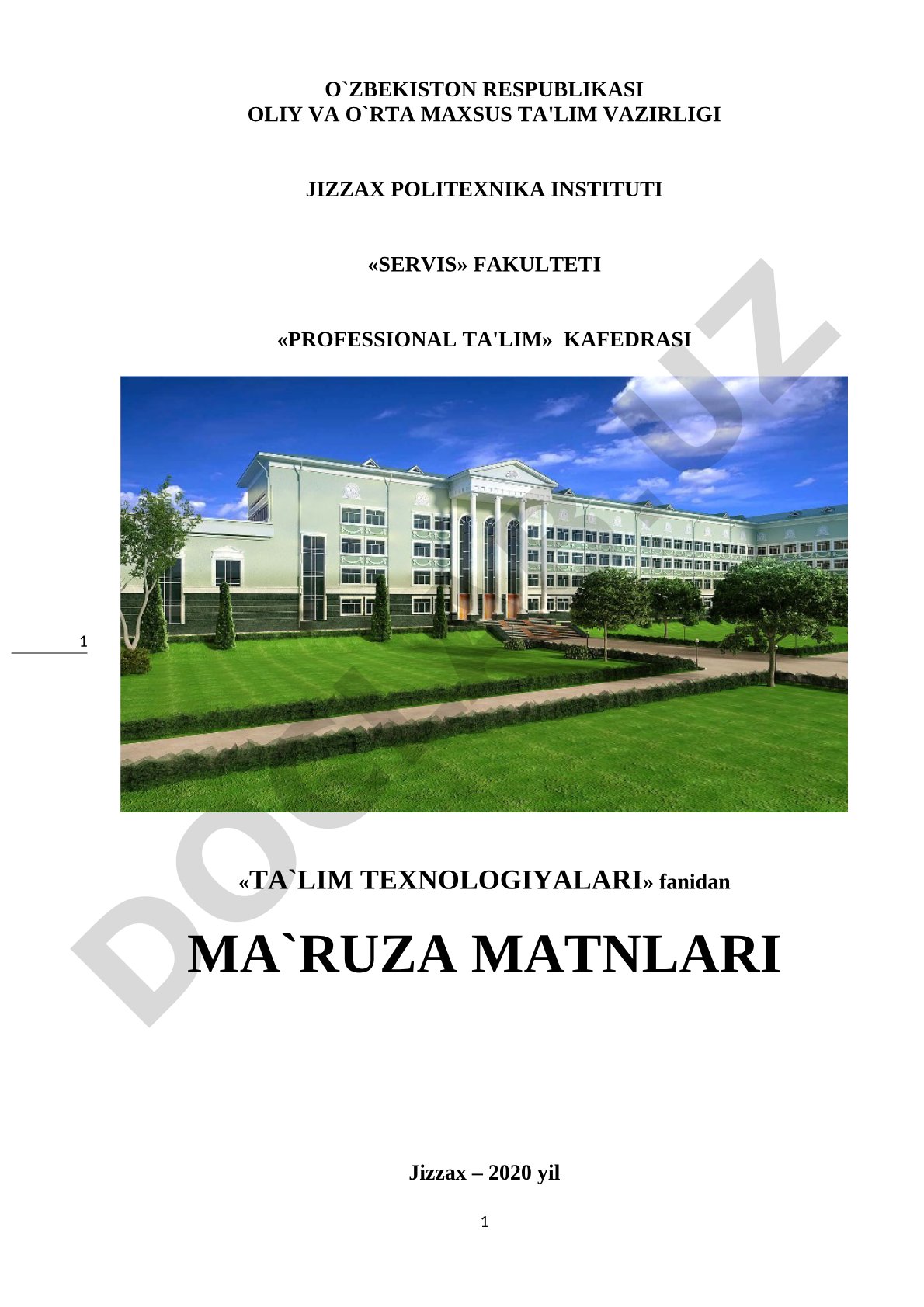 Ta'lim texnologiyalari fanidan ma'ruza matnlari