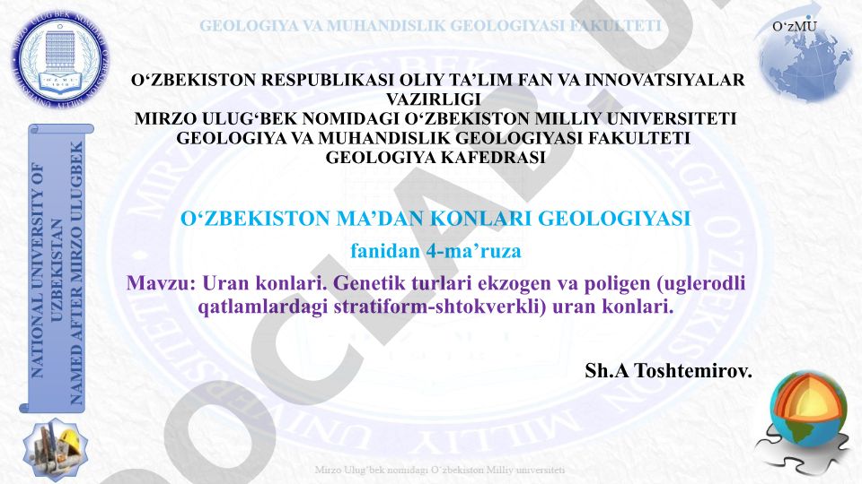 Uran konlari. Genetik turlari ekzogen va poligen uran konlari