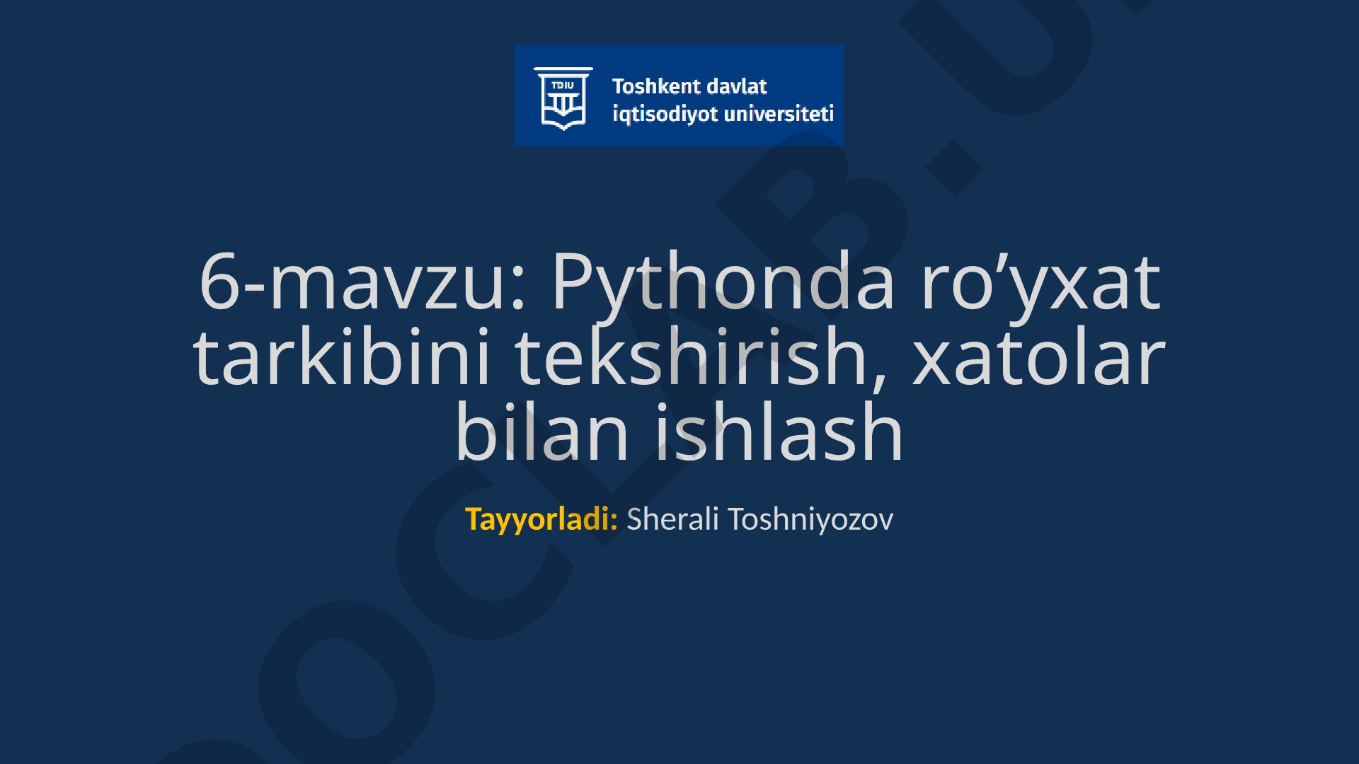 Pythonda ro'yxat tarkibini tekshirish, xatolar bilan ishlash