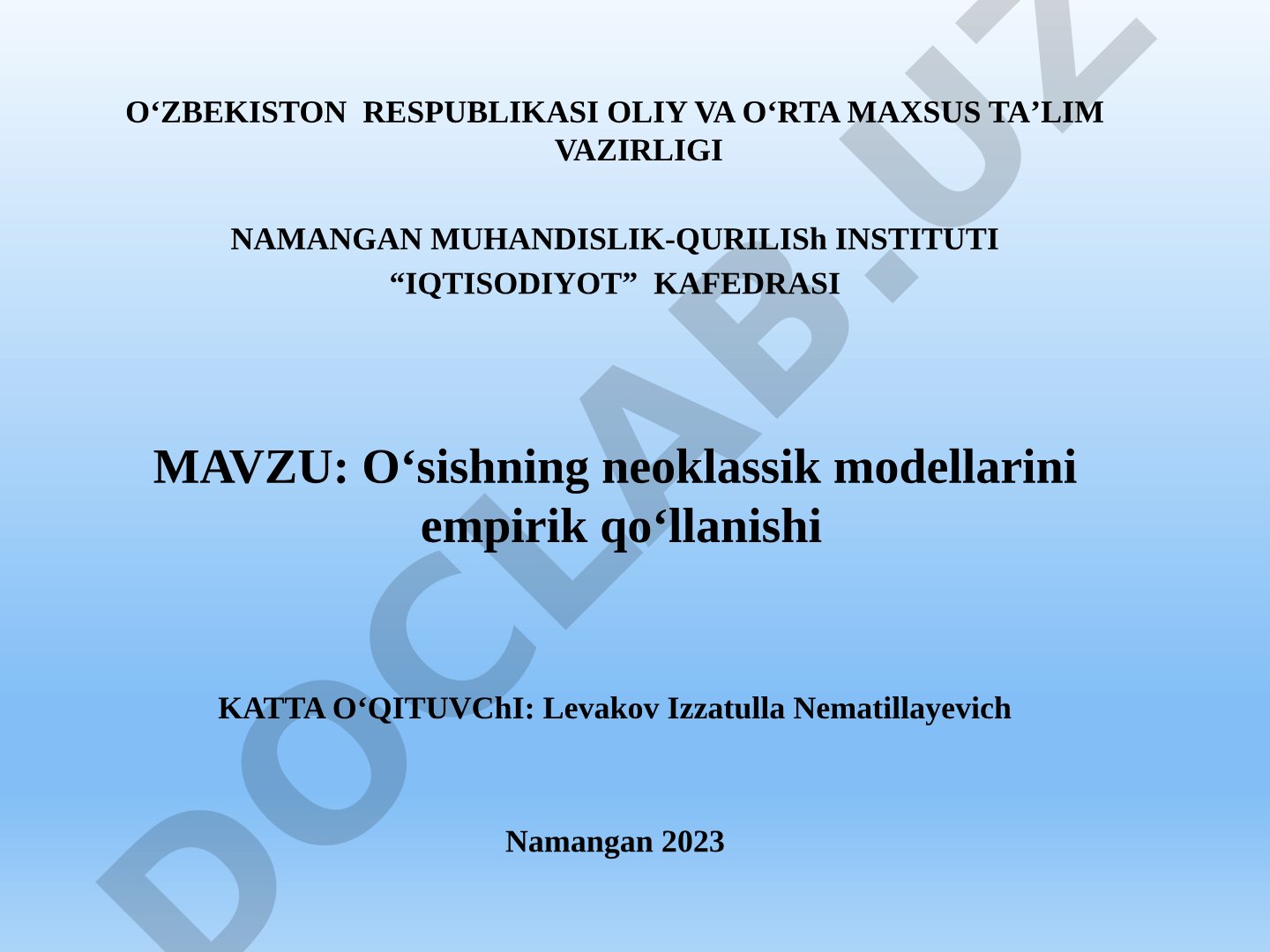 O‘sishning neoklassik modellarini empirik qo‘llanishi