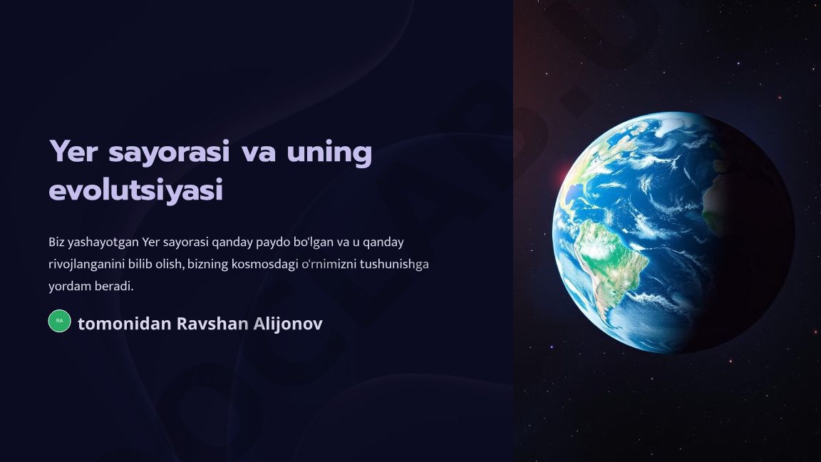 Yer sayorasi va uning evolyutsiyasi