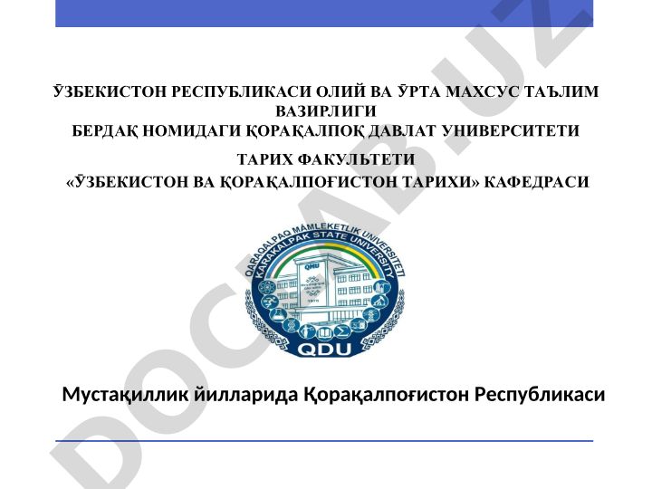 Мустақиллик йилларида Қорақалпоғистон Республикаси
