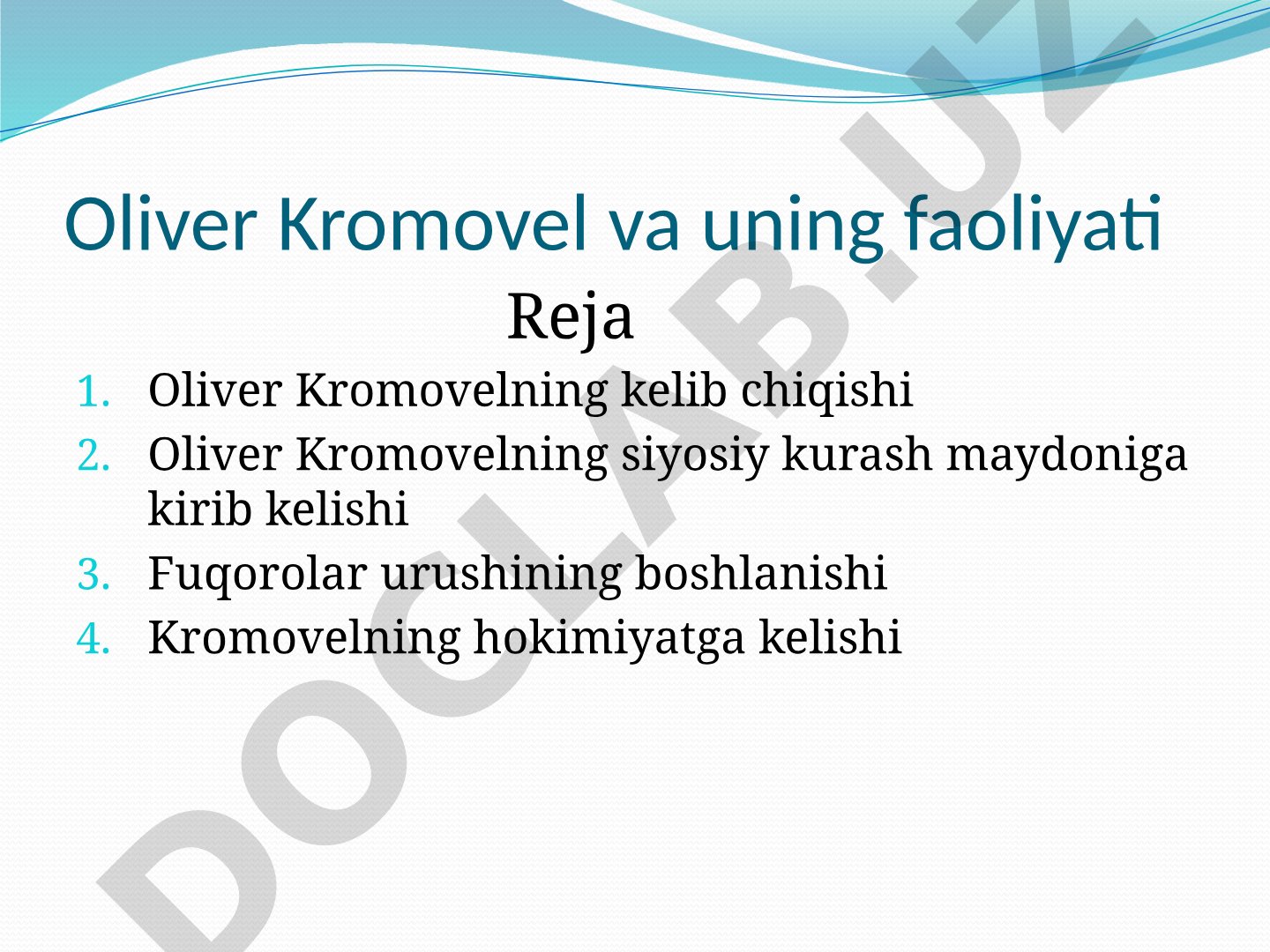 Oliver Kromovel va uning faoliyati