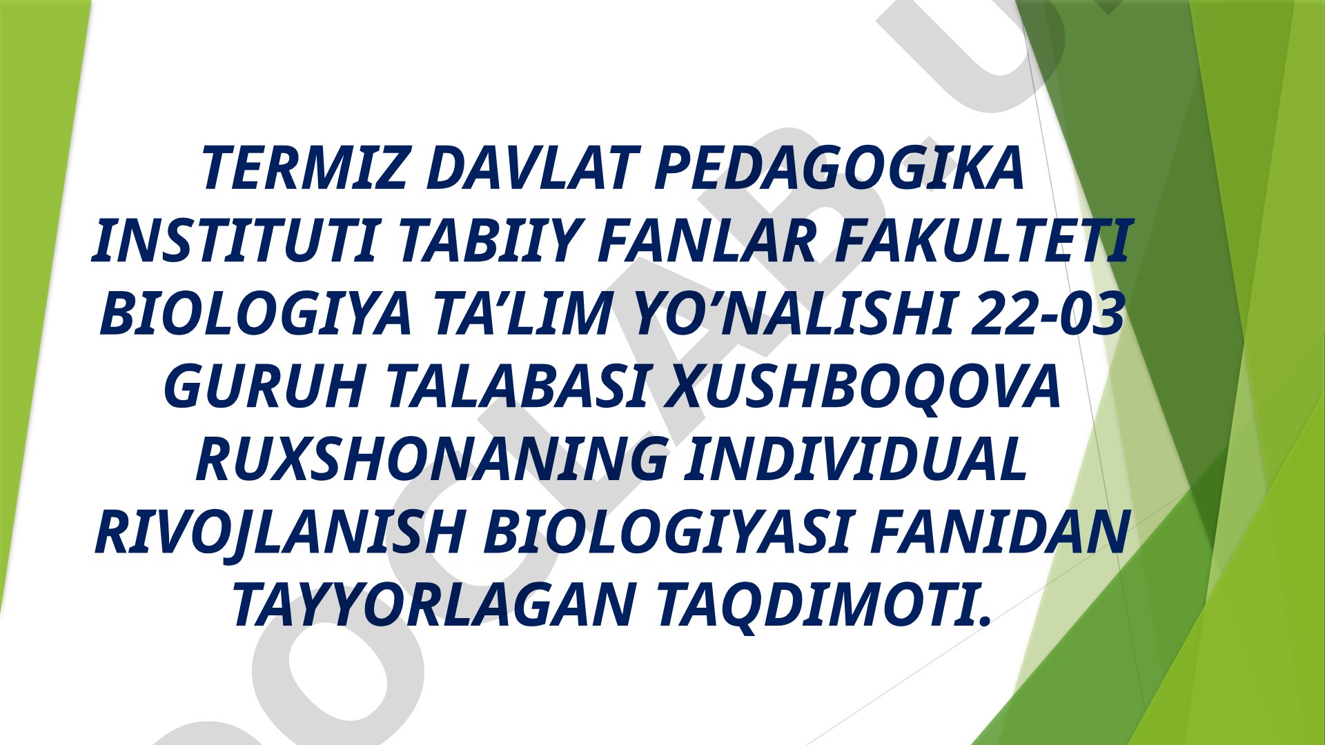 Bir kunlik hasharotlarning ko'payishi va individual rivojlanishi