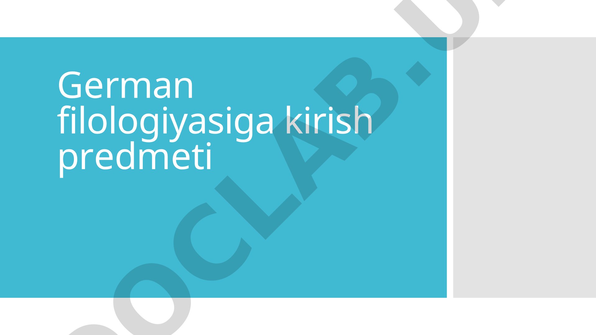German filologiyasiga kirish predmeti