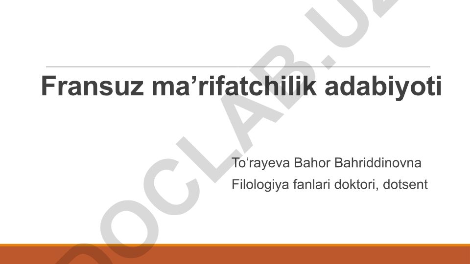 Fransuz ma’rifatchilik adabiyoti