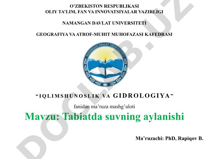 Tabiatda suvning aylanishi