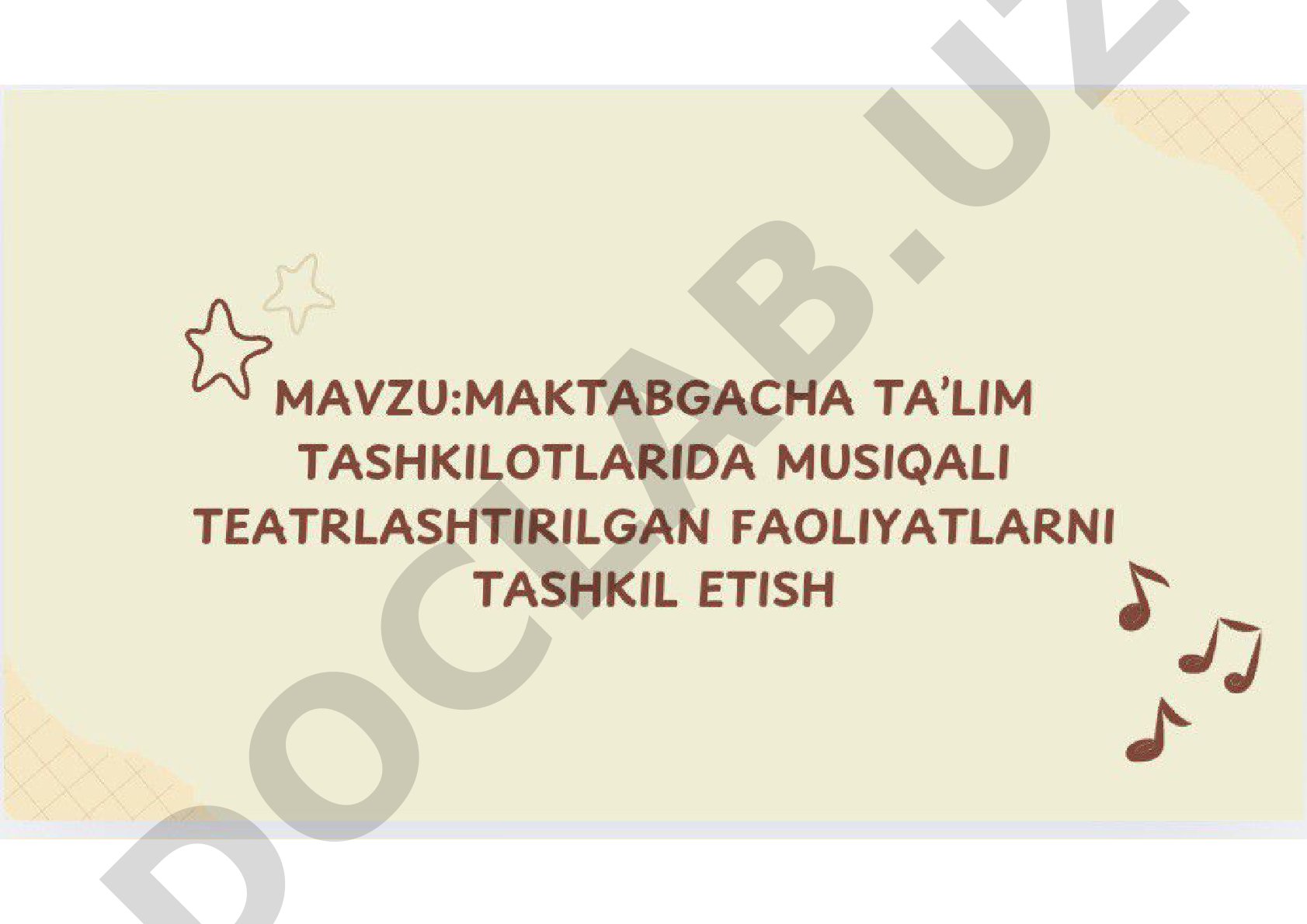 Maktabgacha ta'lim tashkilotlarida musiqali teatrlashgan faoliyatlarni tashkil etish