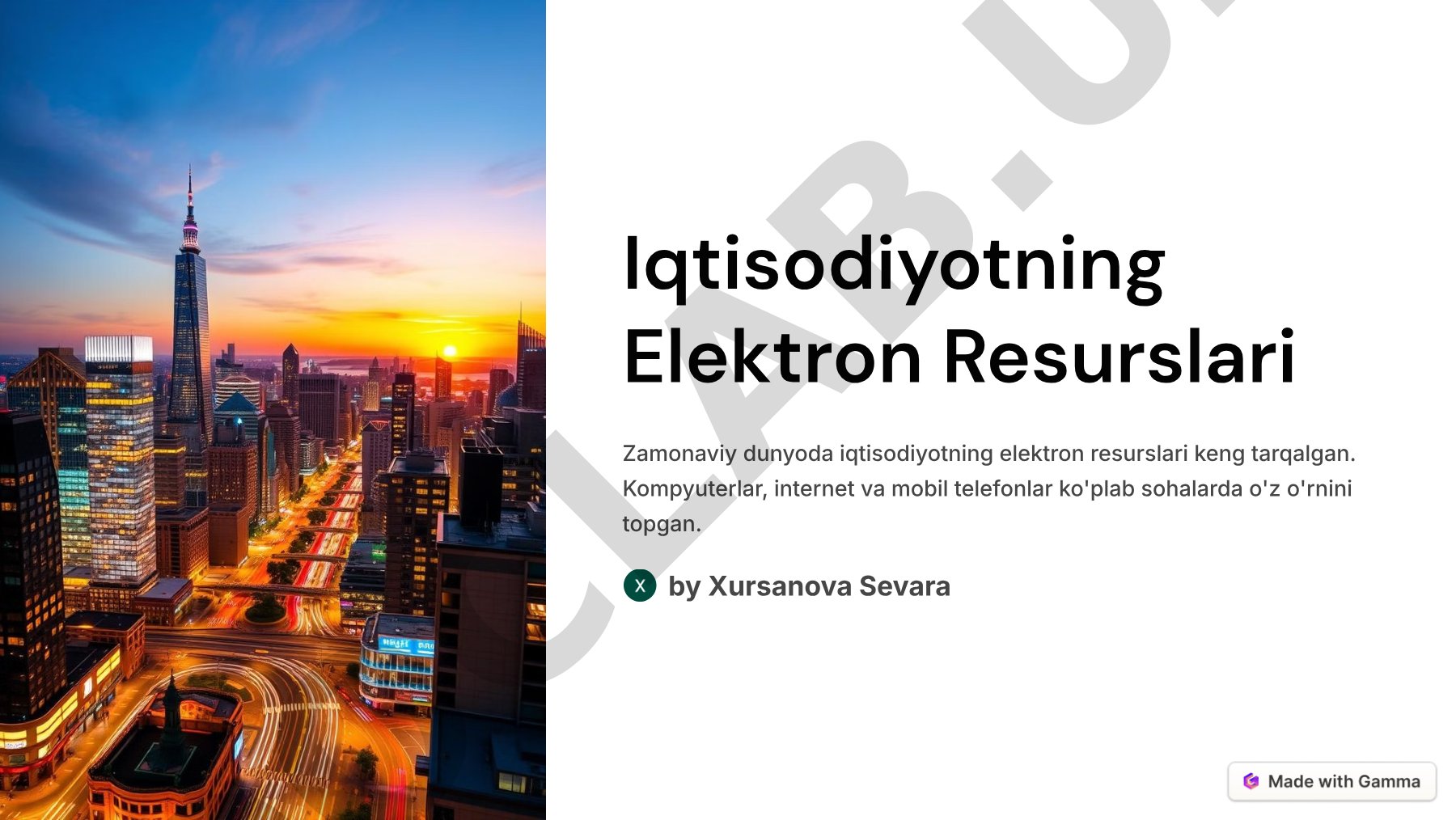 Iqtisodiyotning Elektron Resurslari