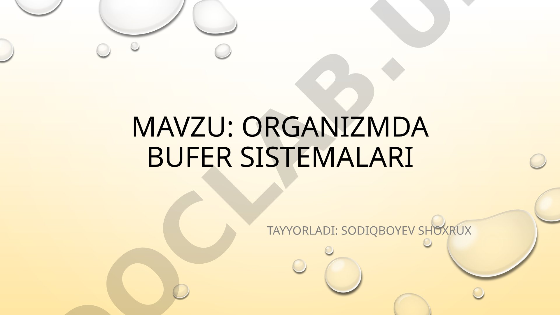 Organizmda bufer sistemalari