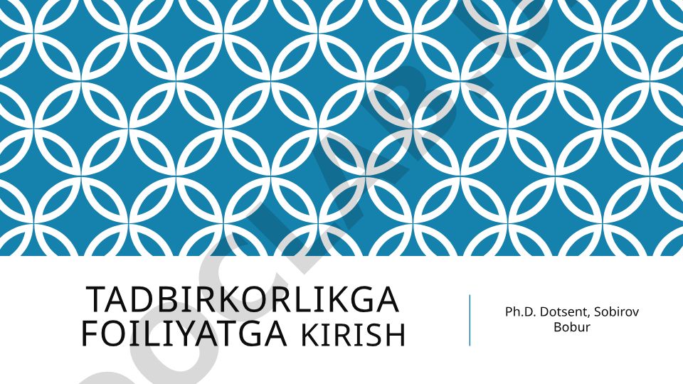 Tadbirkorlik tushunchasi va uning jamiyatdagi ahamiyati