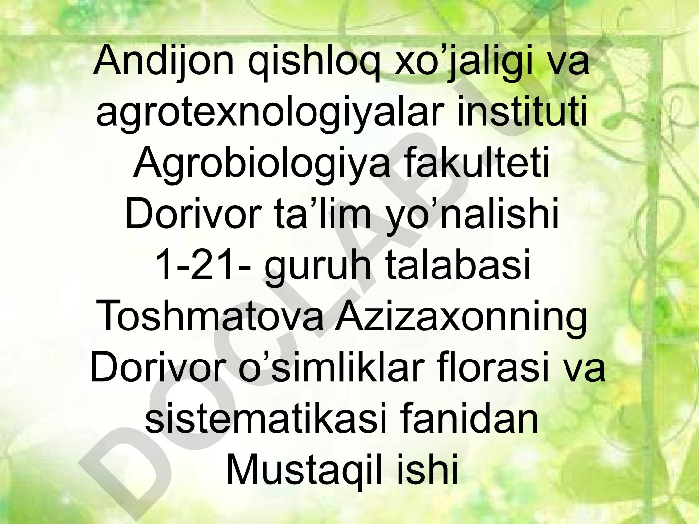 Sho'radoshlar oilasi dorivor o'simliklari