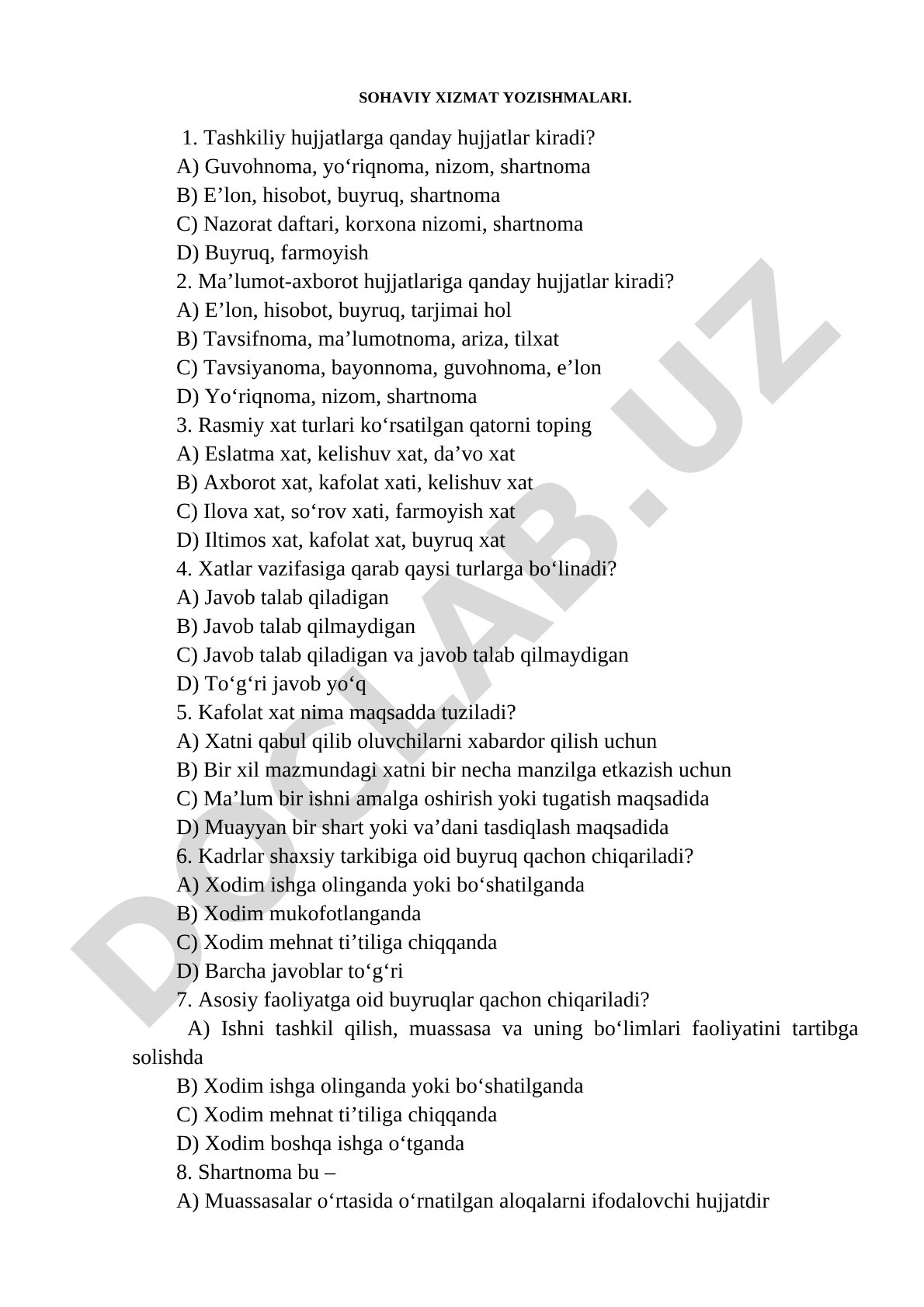 Sohaviy xizmat yozishmalari