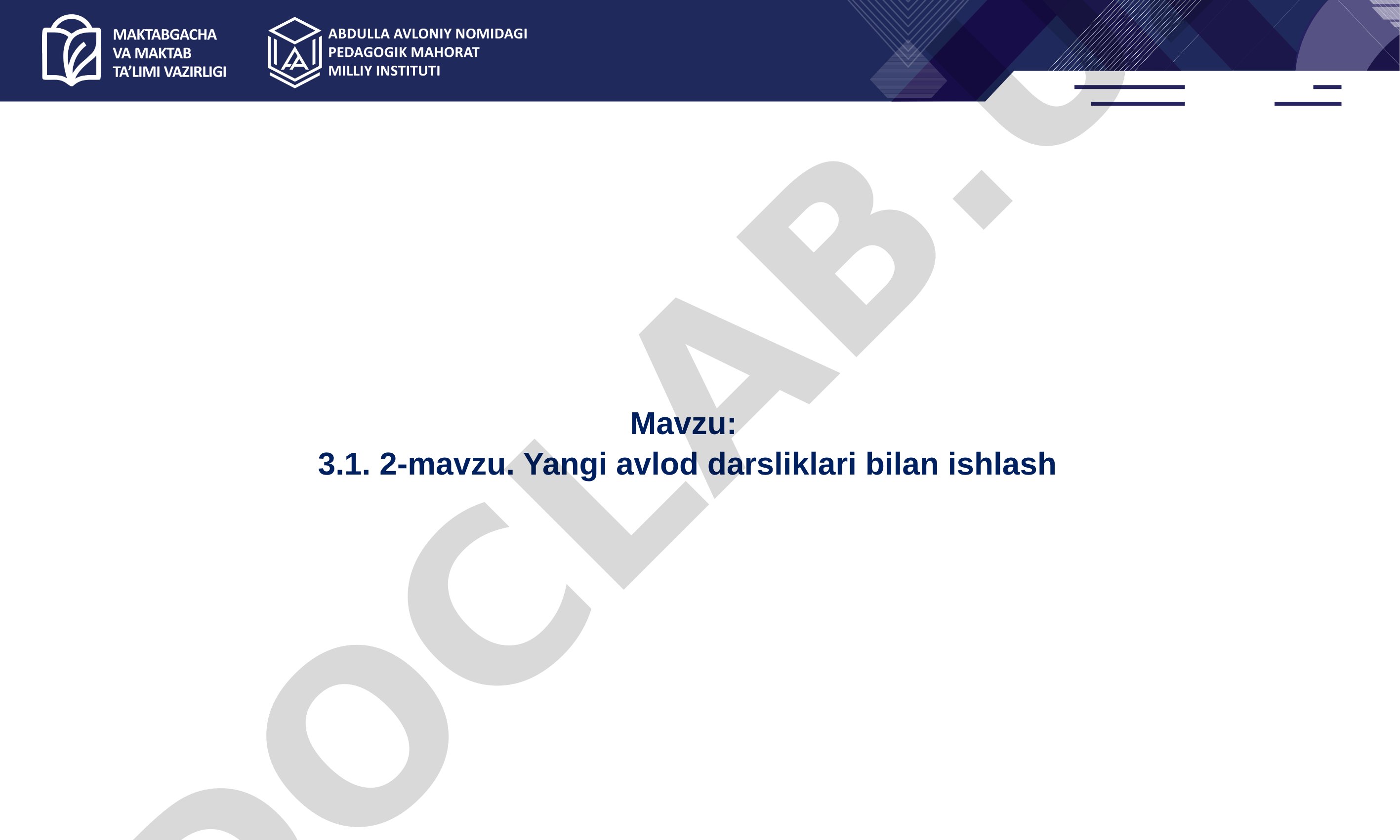 Yangi avlod darsliklari bilan ishlash