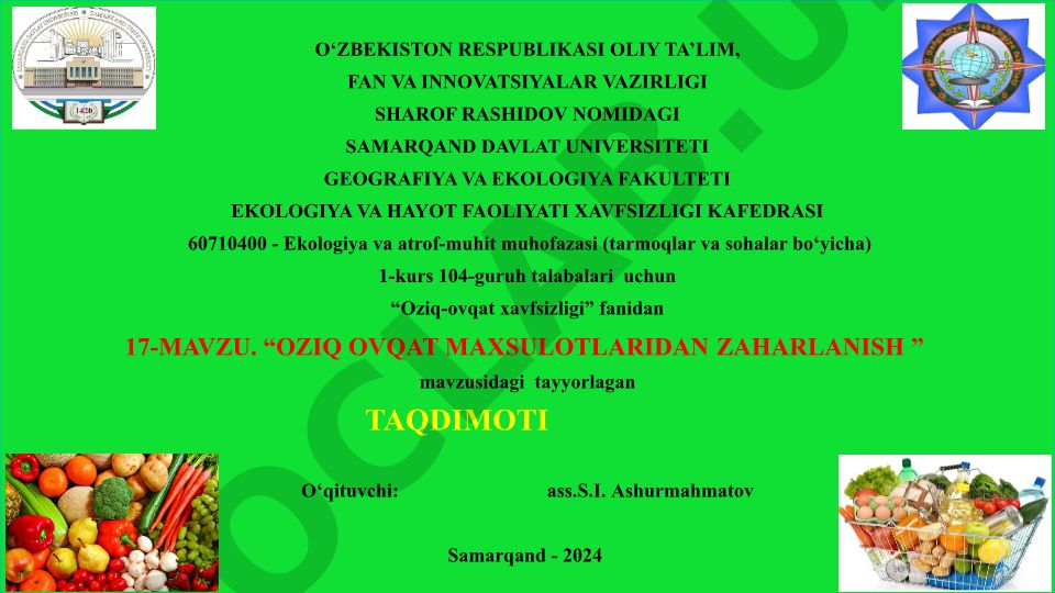 Oziq ovqat mahsulotlaridan zaharlanish