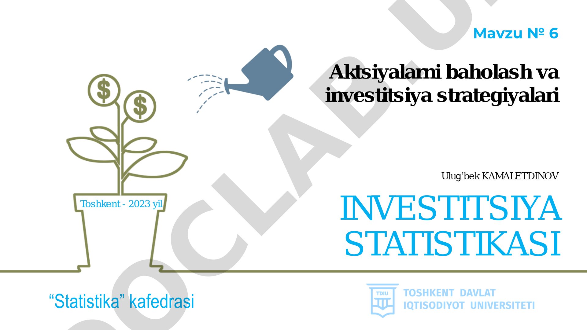 Aktsiyalarni baholash va investitsiya strategiyalari