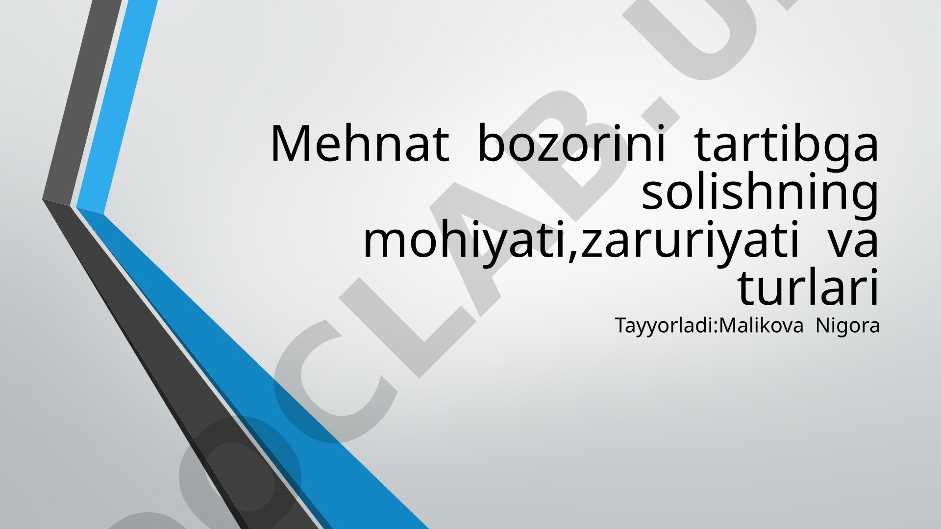 Mehnat bozorini tartibga solishning mohiyati, zaruriyati va turlari
