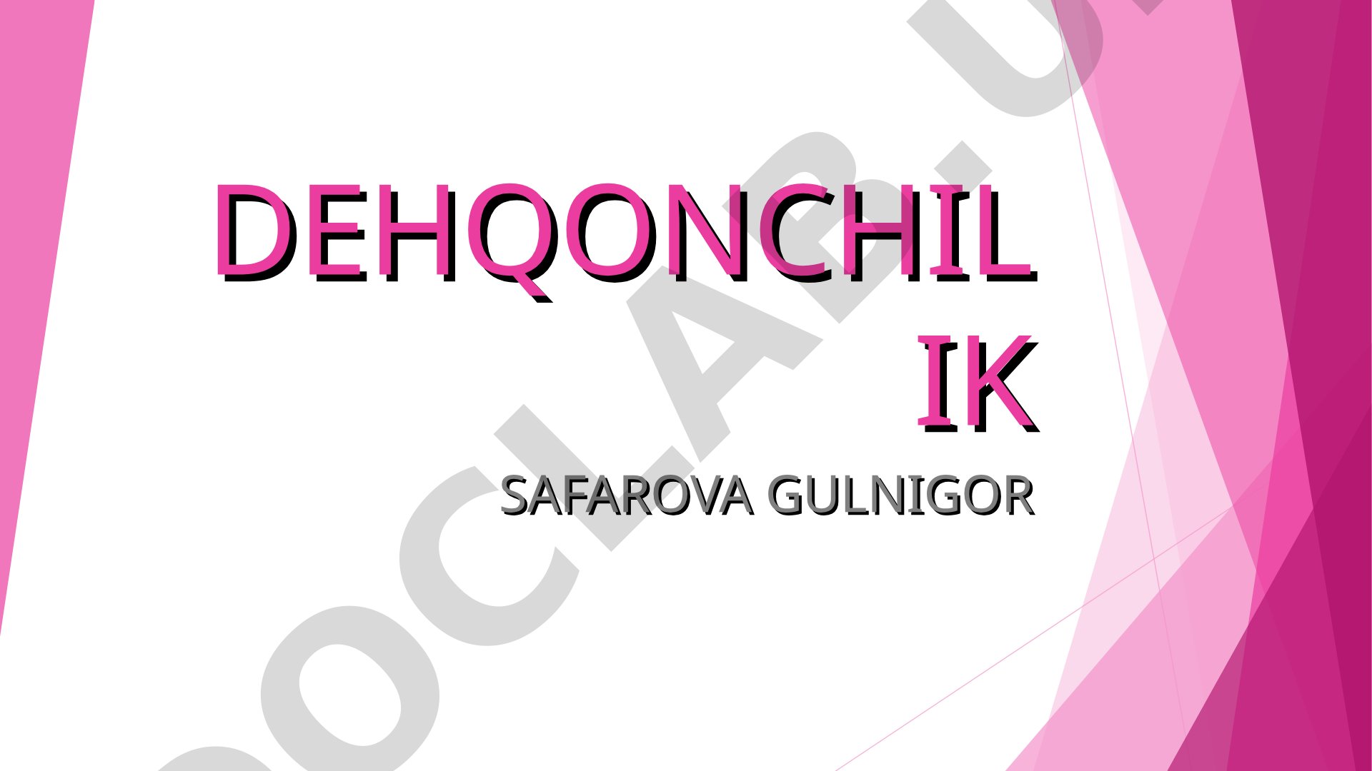 O'zbekiston qishloq xo'jaligi va dehqonchilik
