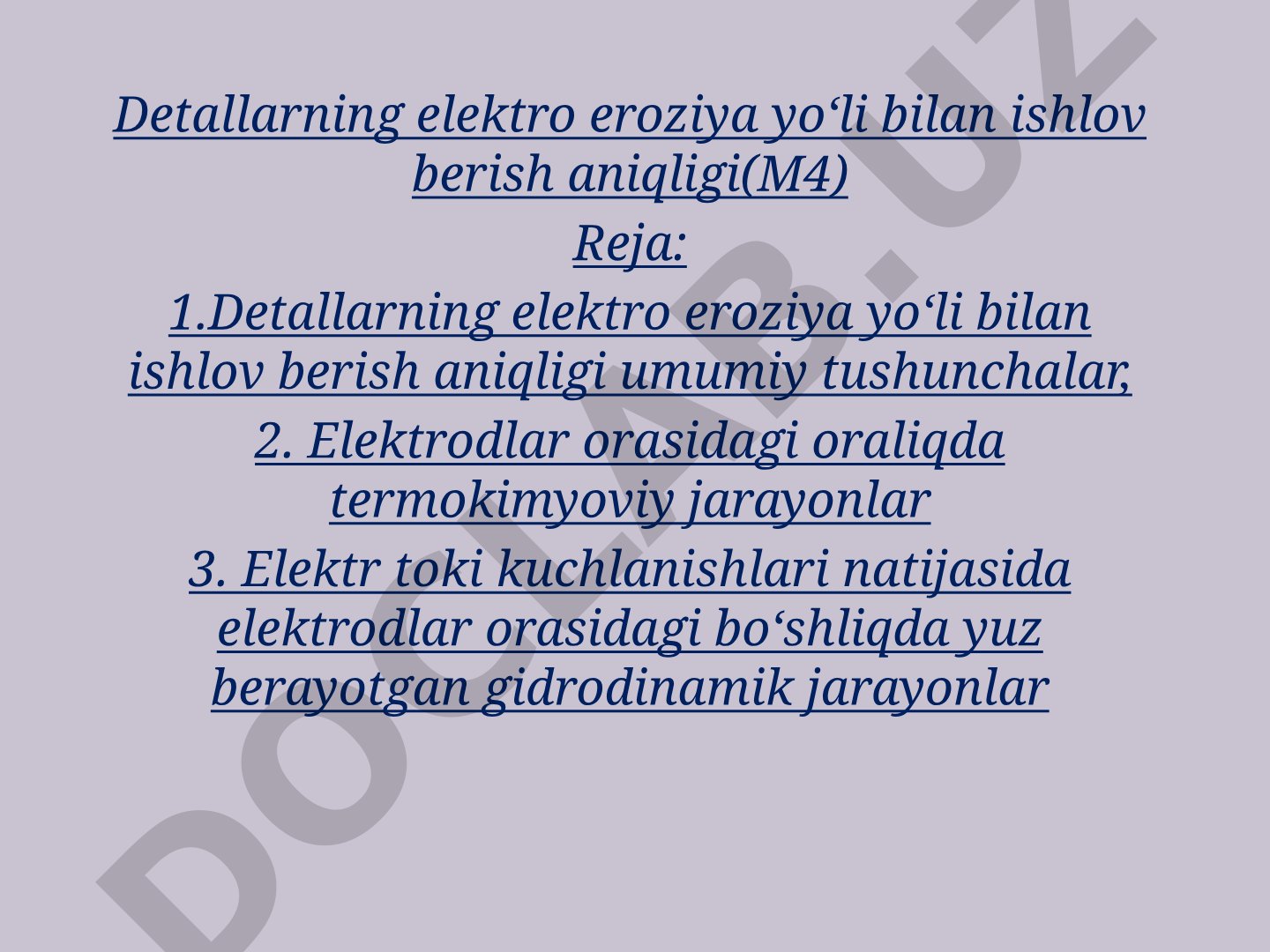 Detallarning elektro eroziya yo‘li bilan ishlov berish aniqligi(M4)
