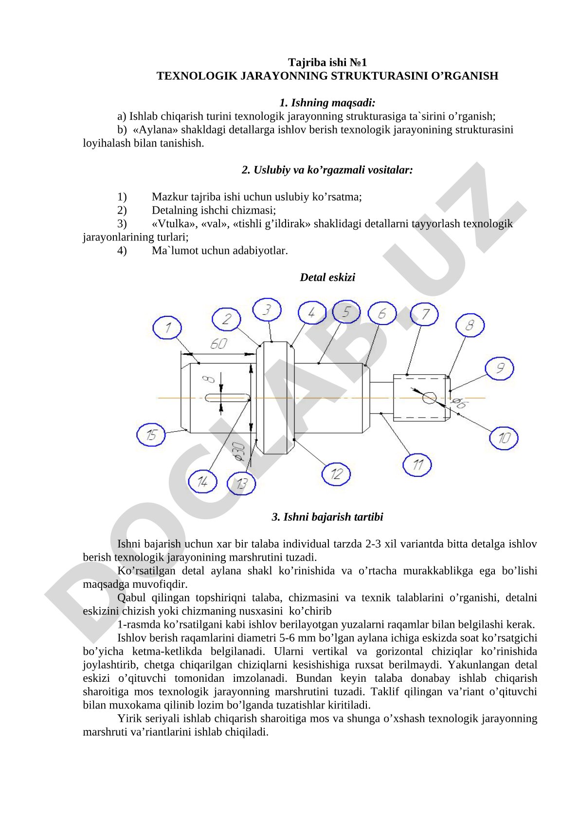 Texnologik jarayonning strukturasini o‘rganish