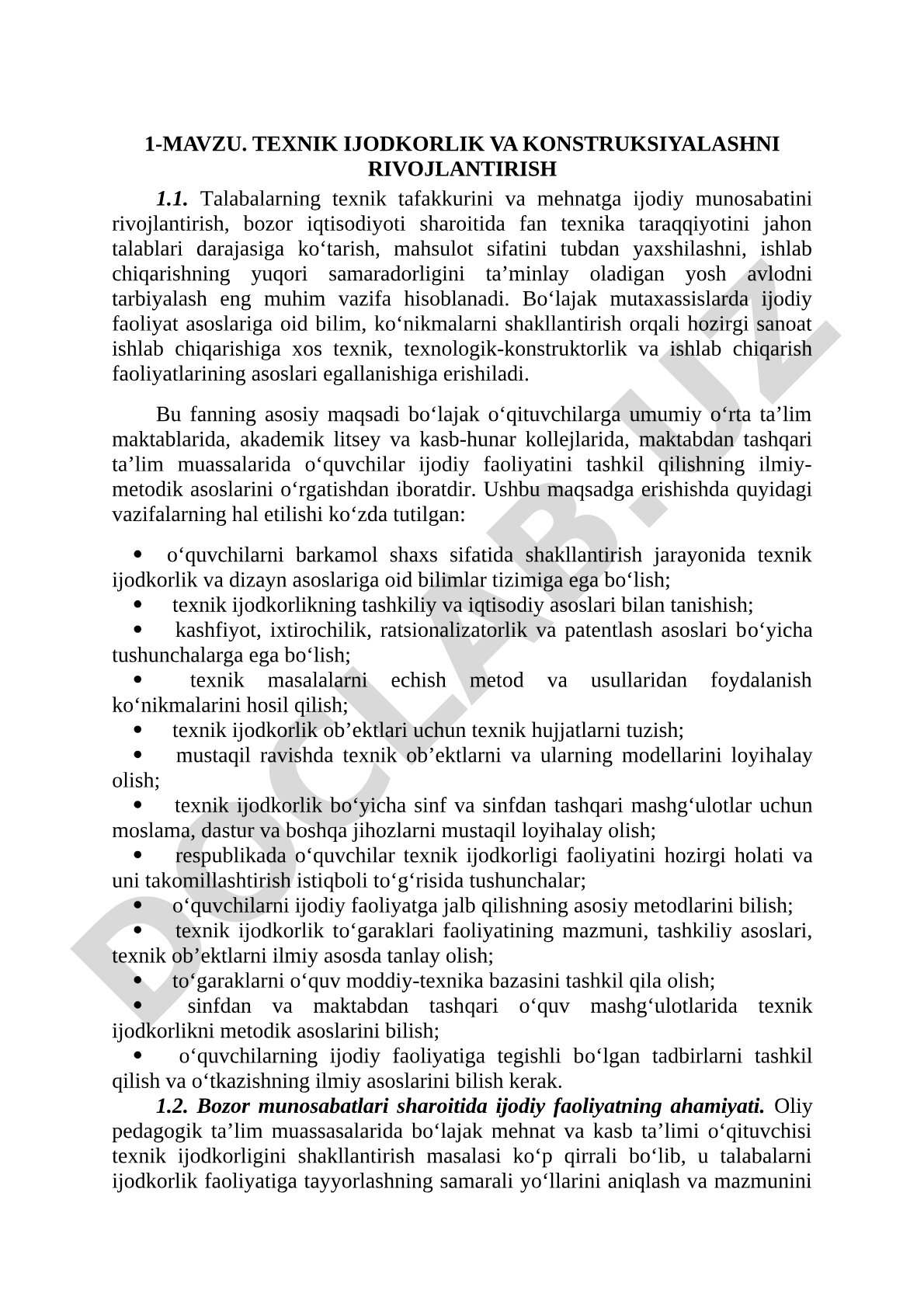 Texnik ijodkorlik va konstruksiyalashni rivojlantirish