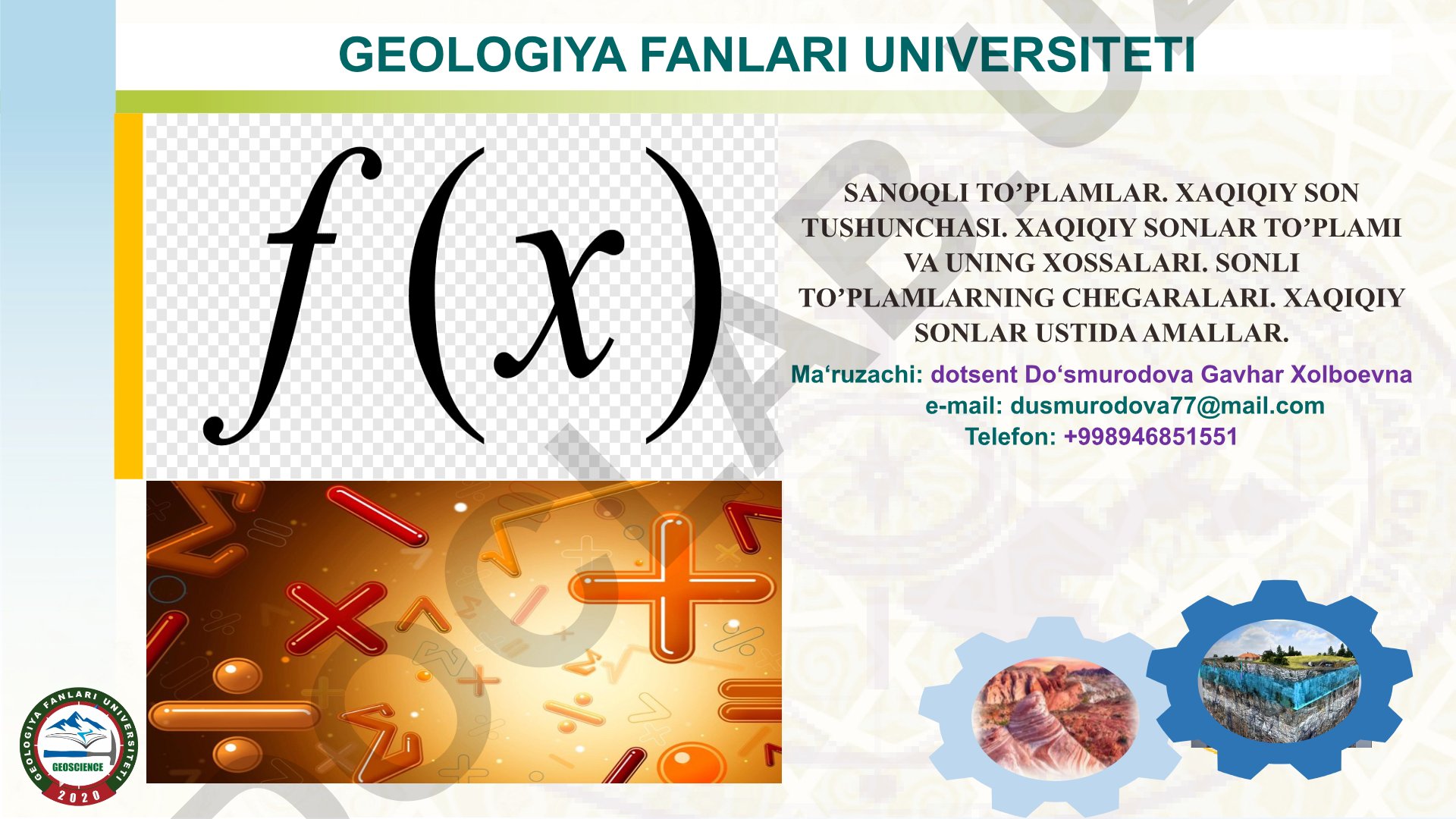 Haqiqiy sonlar to'plami va uning xossalari