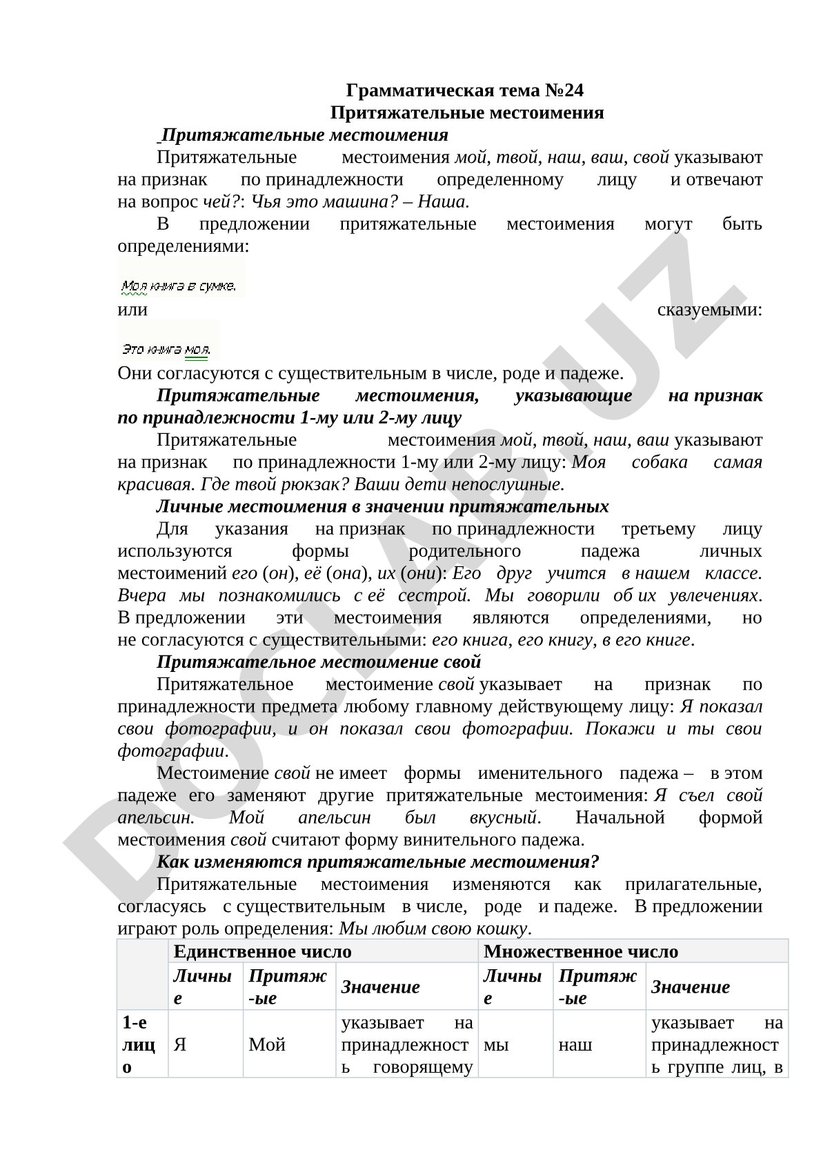 Притяжательные местоимения