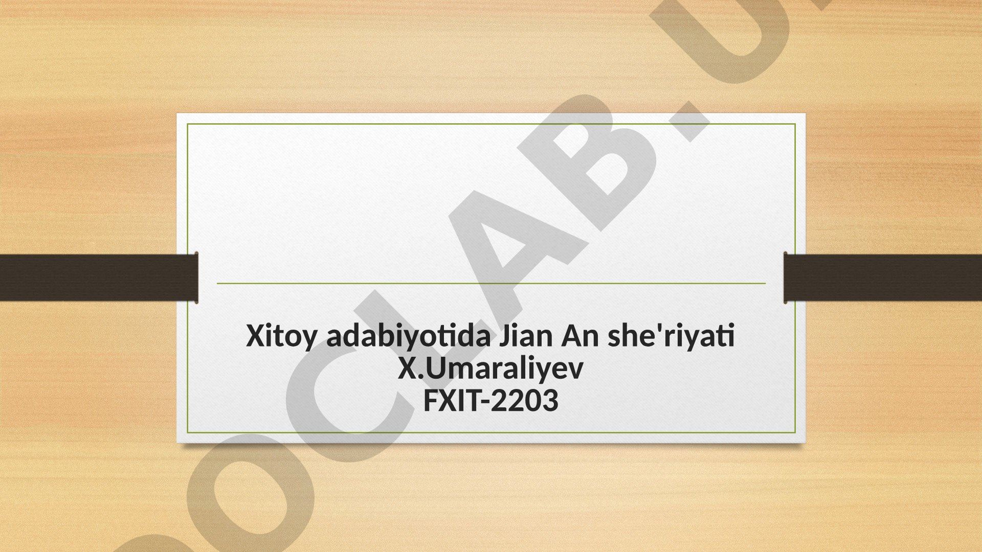 Xitoy adabiyotida Jian An she'riyati