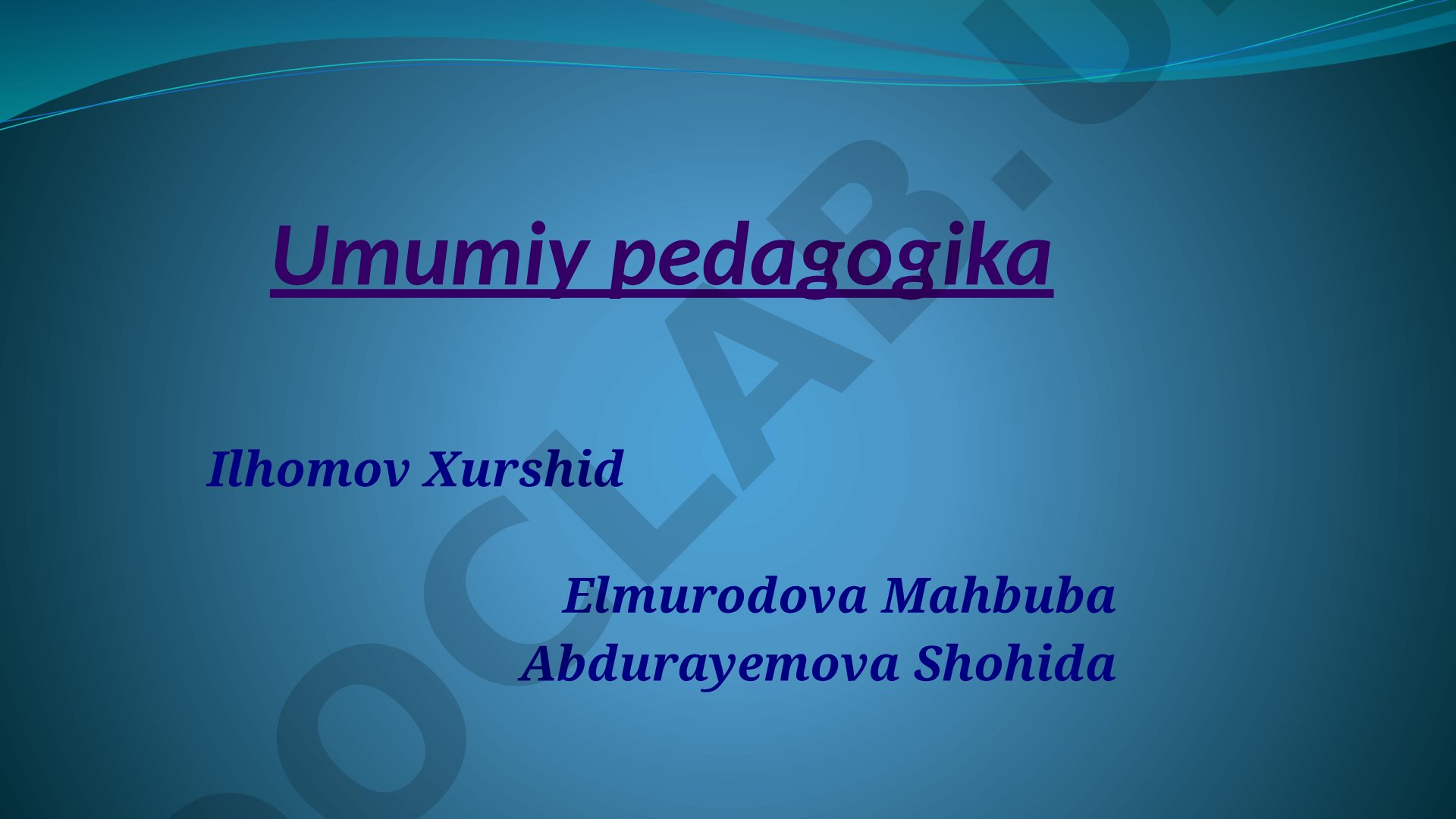 Tarbiya nazariyasi va tarbiya turlari. Oila pedagogikasi va uning milliy o'ziga xos xususiyatlari