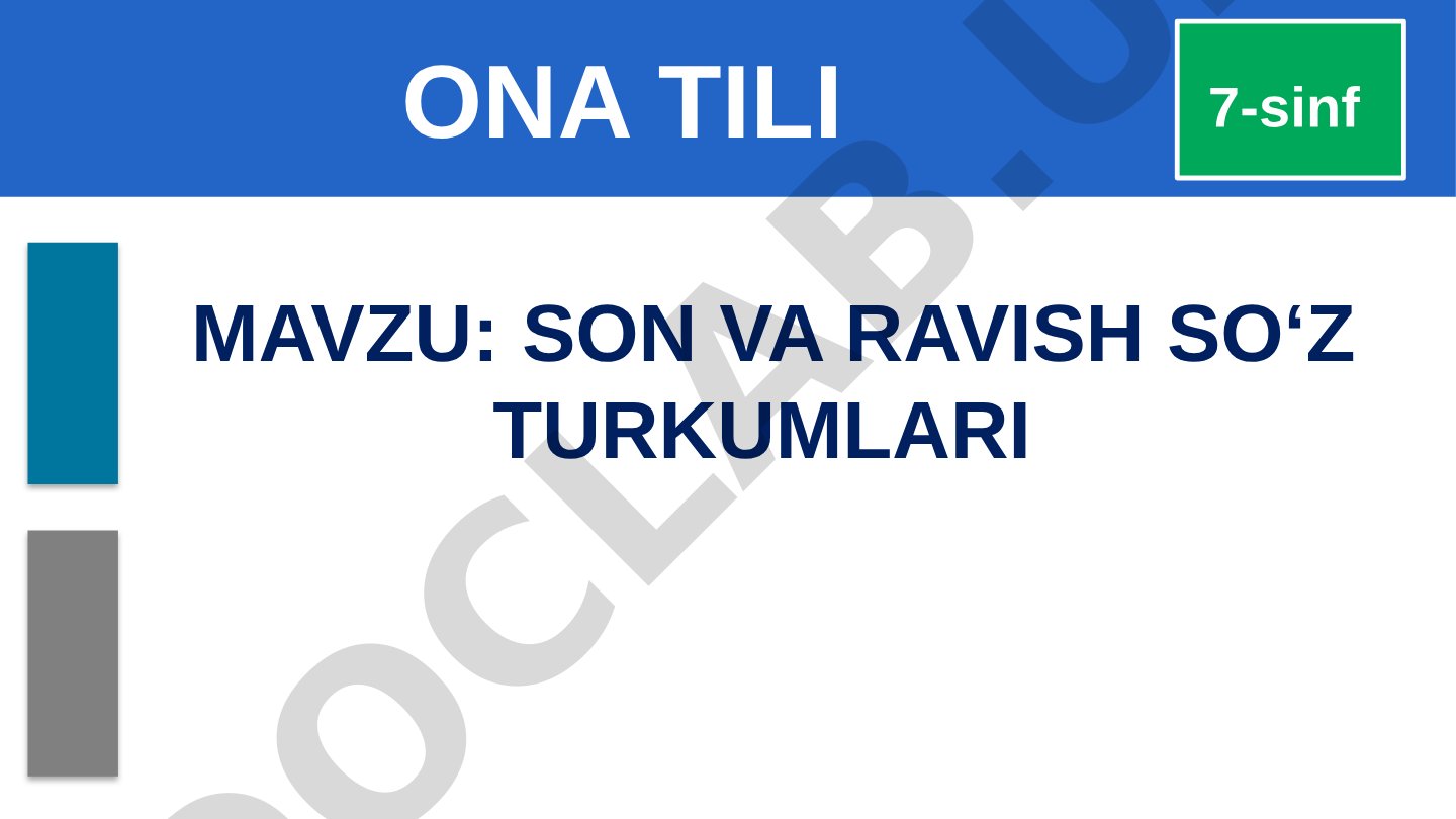 Son va ravish so‘z turkumlari
