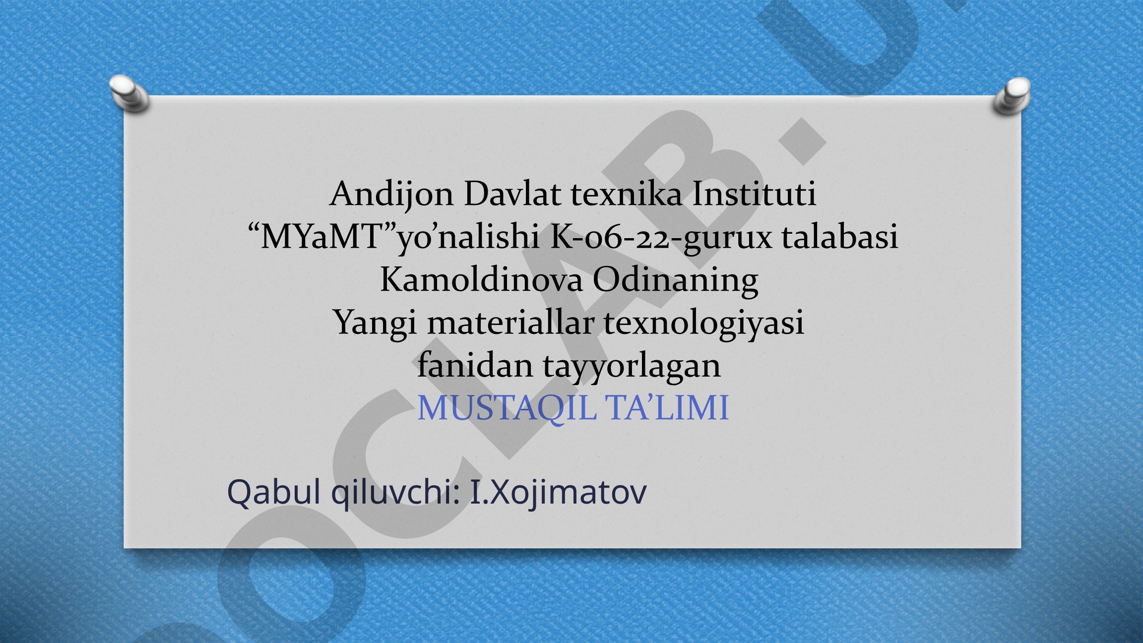 Antifriksion materiallar turlari, xususiyatlari va qo'llanilishi haqida taqdimot