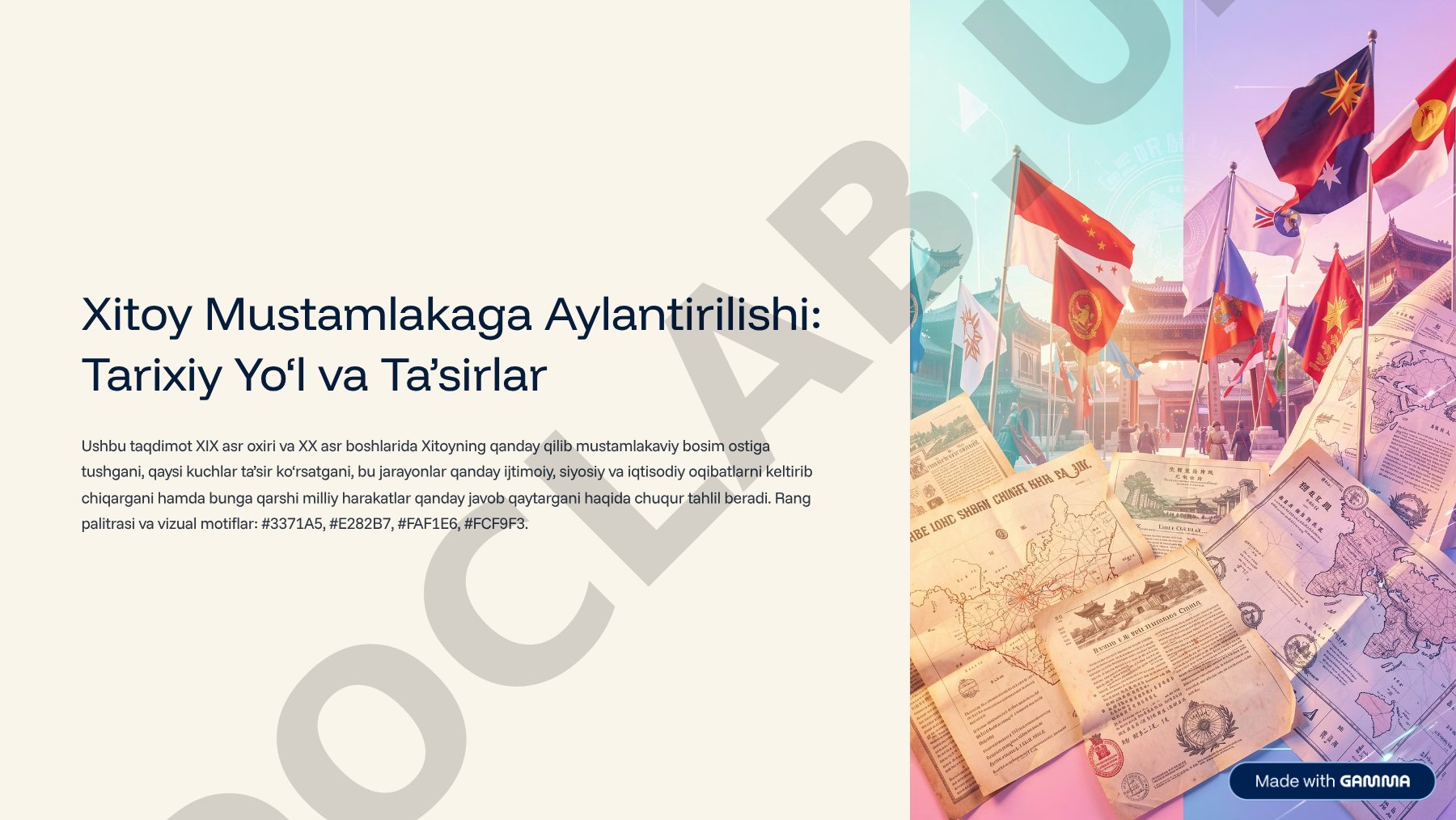Xitoy Mustamlakaga Aylantirilishi: Tarixiy Yo'l va Ta'sirlar
