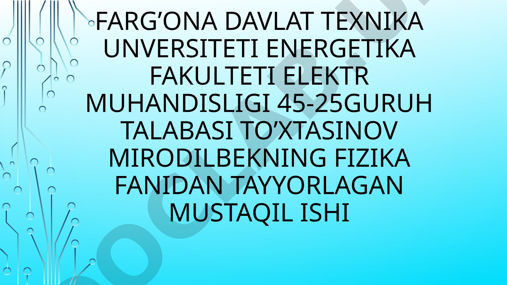 Termodinamikaning ikkinchi qonuni. Ideal gaz uchun Karno sikli va uning F.I.K