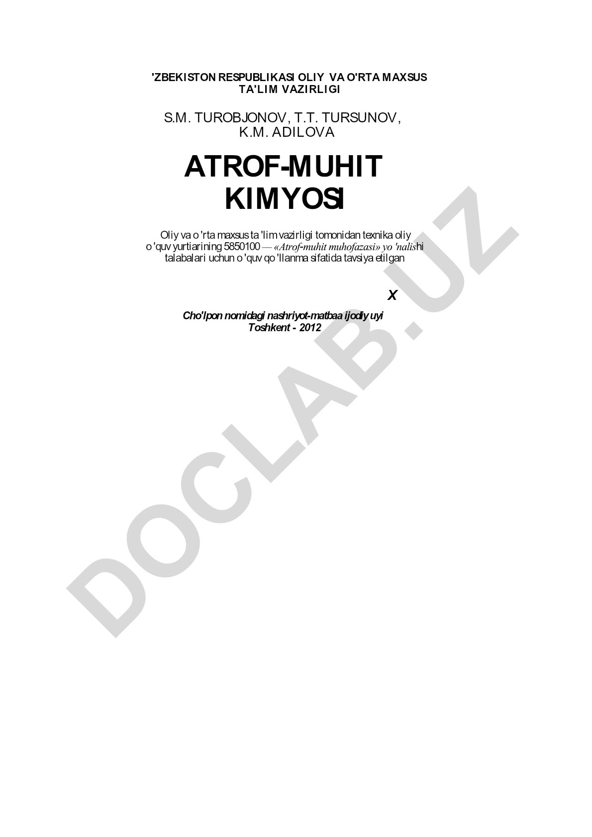 Atrof-muhit kimyosi