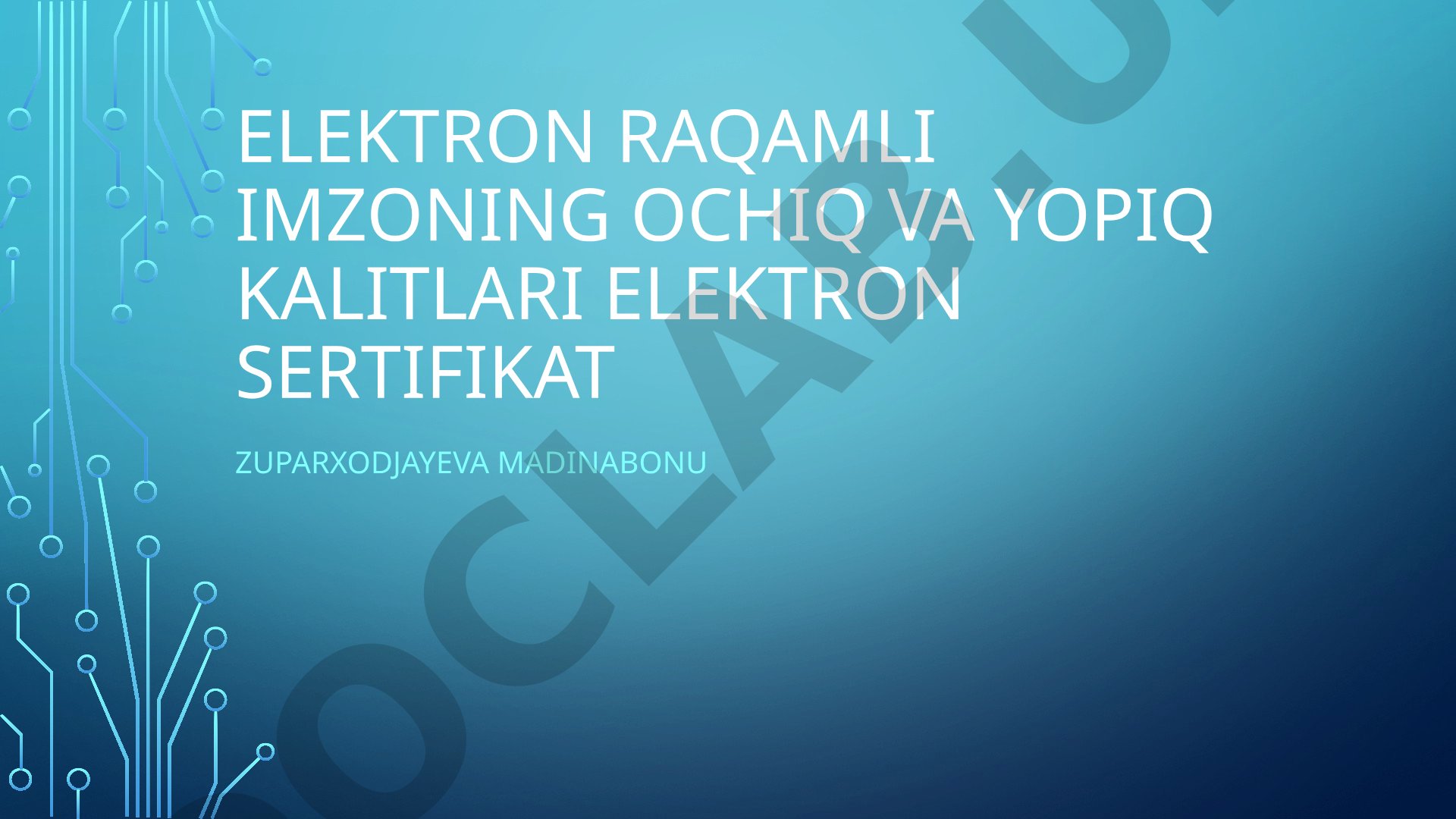 Elektron raqamli imzoning ochiq va yopiq kalitlari