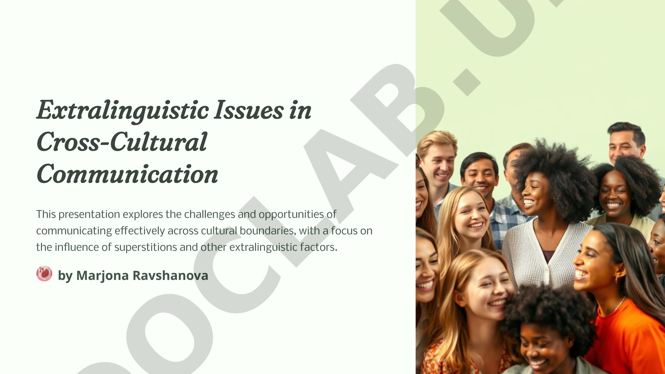 Extralinguistic Issues in Cross-Cultural Communication