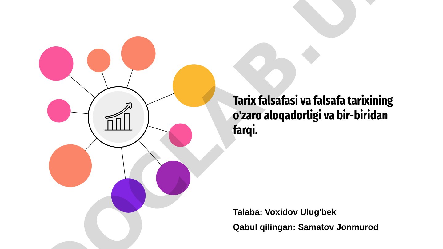 Tarix falsafasi va falsafa tarixining o'zaro aloqadorligi va bir-biridan farqi