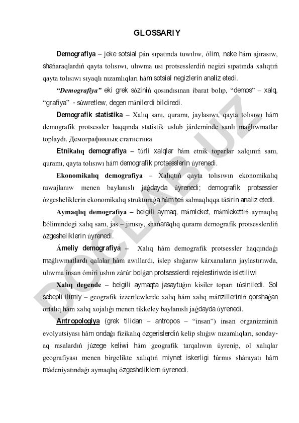 Demografiya haqında tushuncha va turlari
