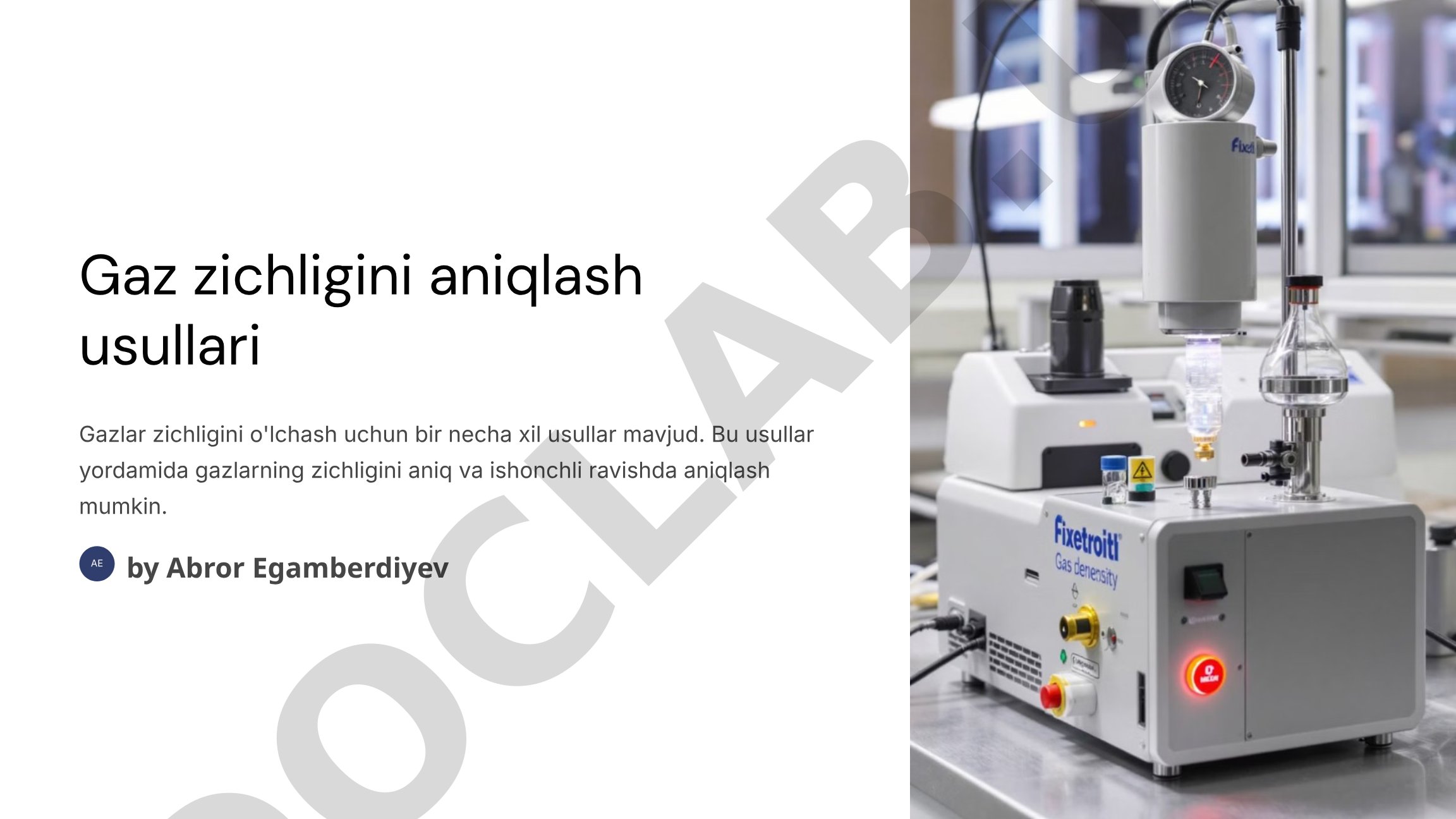 Gaz zichligini aniqlash usullari