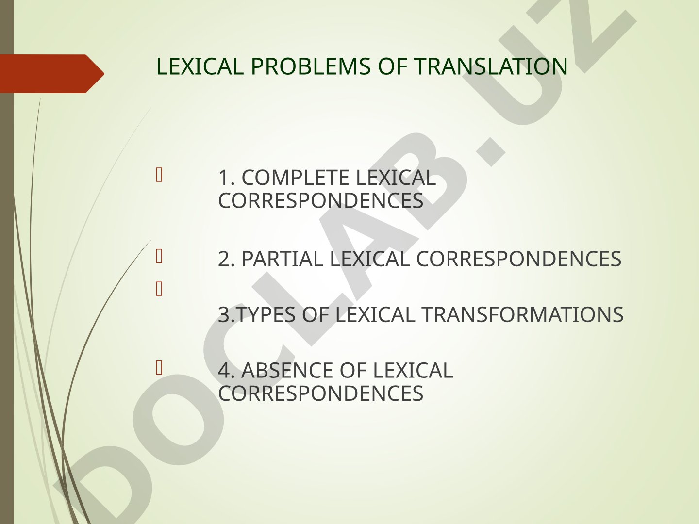 LEXICAL PROBLEMS OF TRANSLATION 1