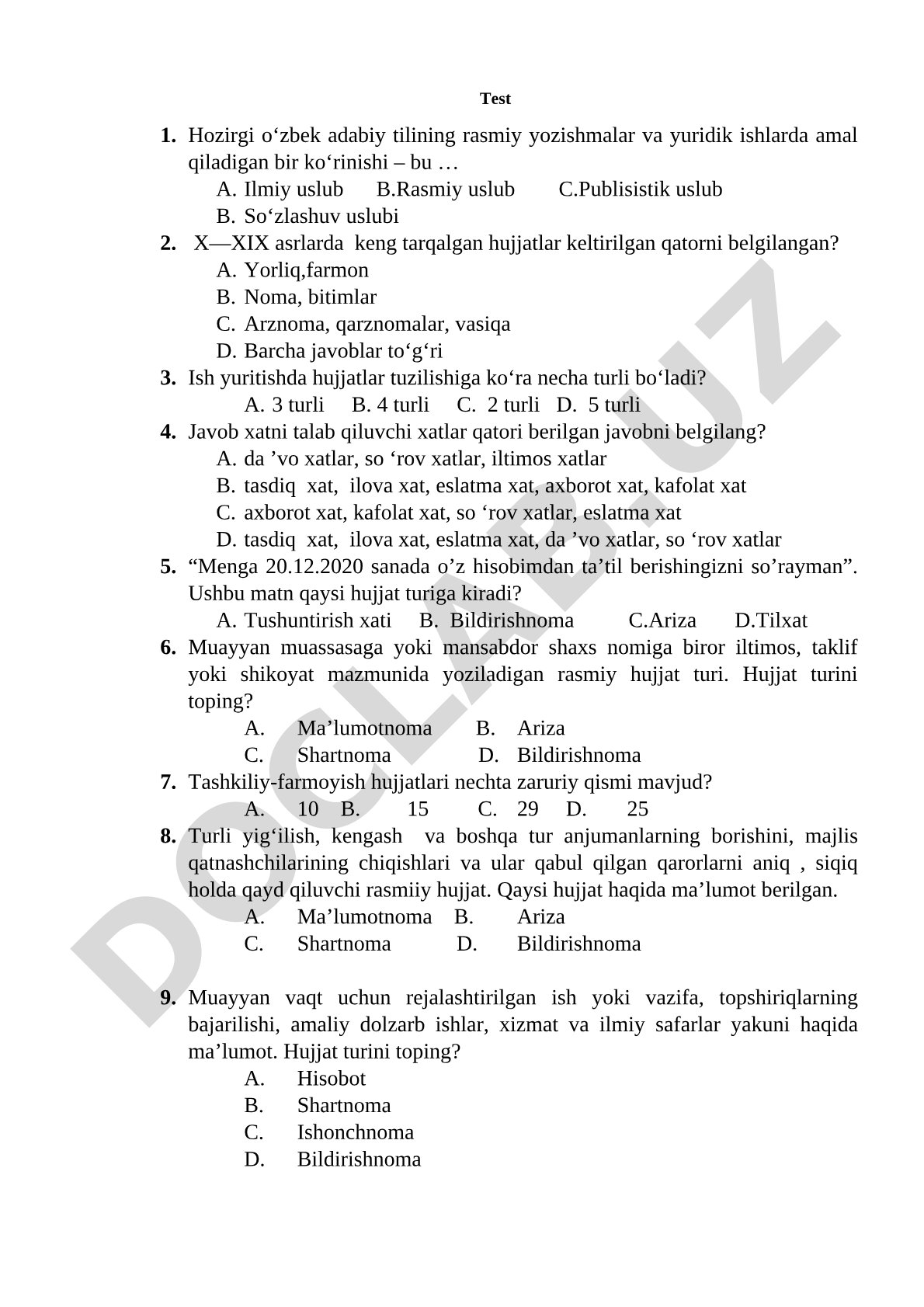 O'zbek adabiy tilining rasmiy uslubi