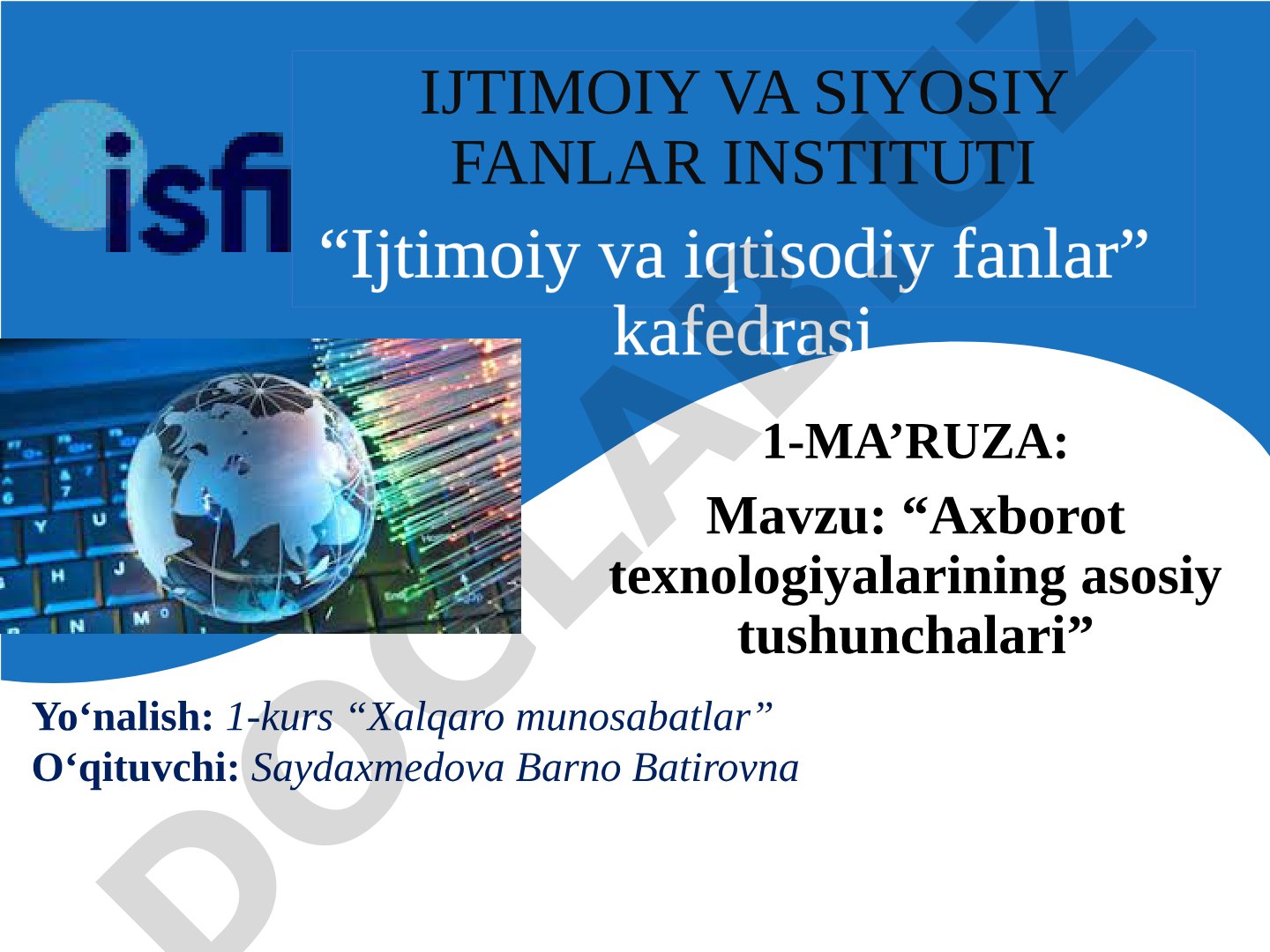 Axborot texnologiyalarining asosiy tushunchalari
