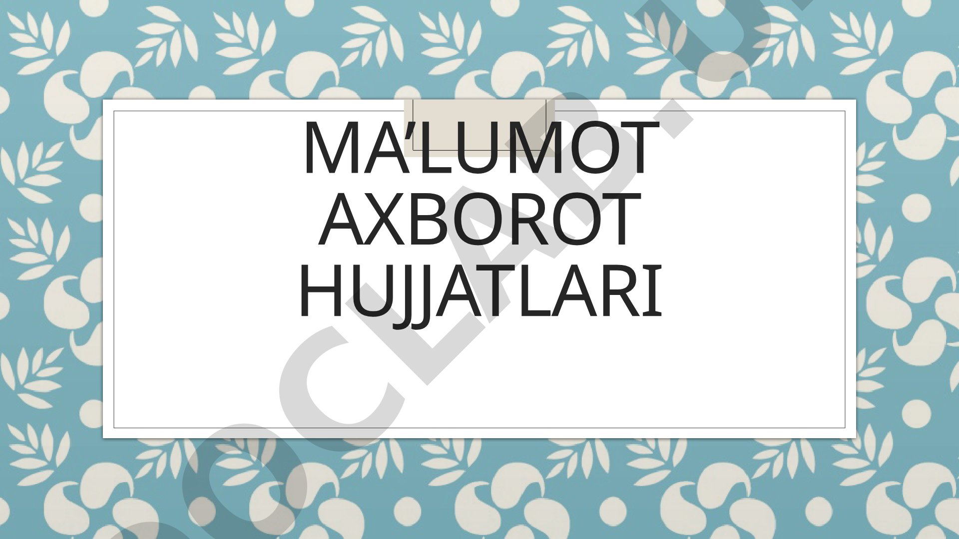 Tarjimai hol va ma'lumot-axborot turlari
