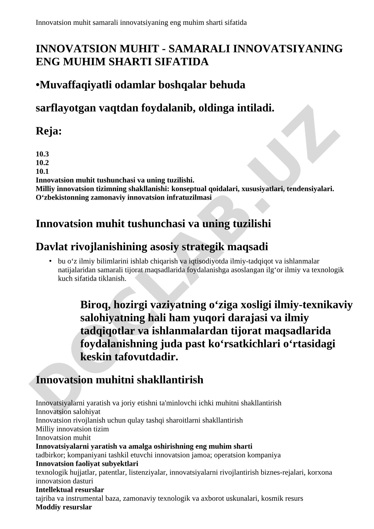 Innovatsion muhit samarali innovatsiyaning eng muhim sharti sifatida