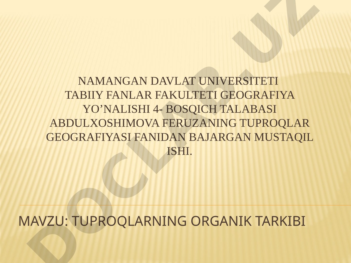 Tuproqlarning organik tarkibi