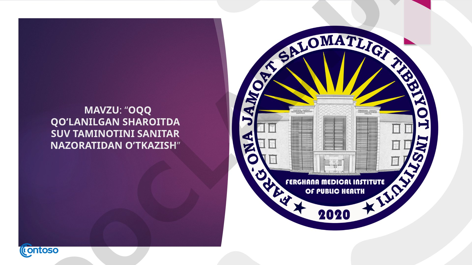 Ichimlik suv sifatini yaxshilashning asosiy usullari