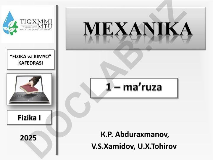 Kirish. Fizika predmeti. Kinematika asoslari